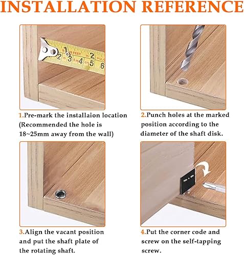Miniatura 4 de Aifeier ET 2 juegos de bisagras de pivote negras resistentes con eje oculto con buje para puertas de madera, cajones, armarios de muebles, armario,