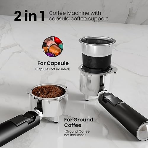 Miniatura 5 de Máquina de café expreso y capuchino, máquina de café con leche de 20 bar con espumador automático de leche, 3 en 1, máquina de café espresso