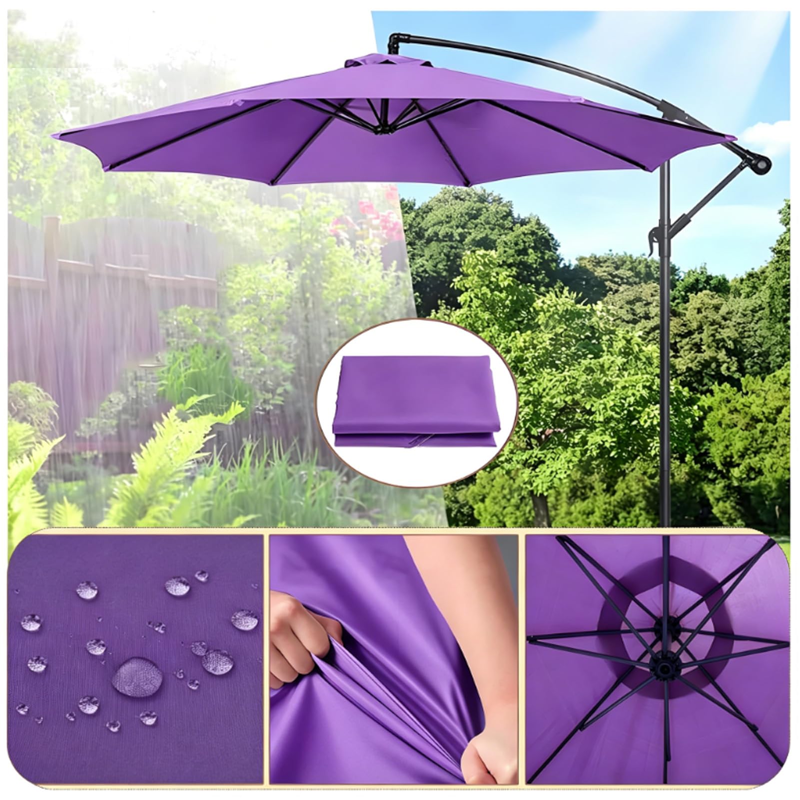 Parasol ogrodowy, 6 ramion, 8 ramion, wodoodporny, na patio, do użytku na zewnątrz, zapasowy baldachim 4 m/3,5 m/3 m/2,7 m/2,5 m/2,3 m/2 m, do trawnika, plaży, podwórka, na taras, basen