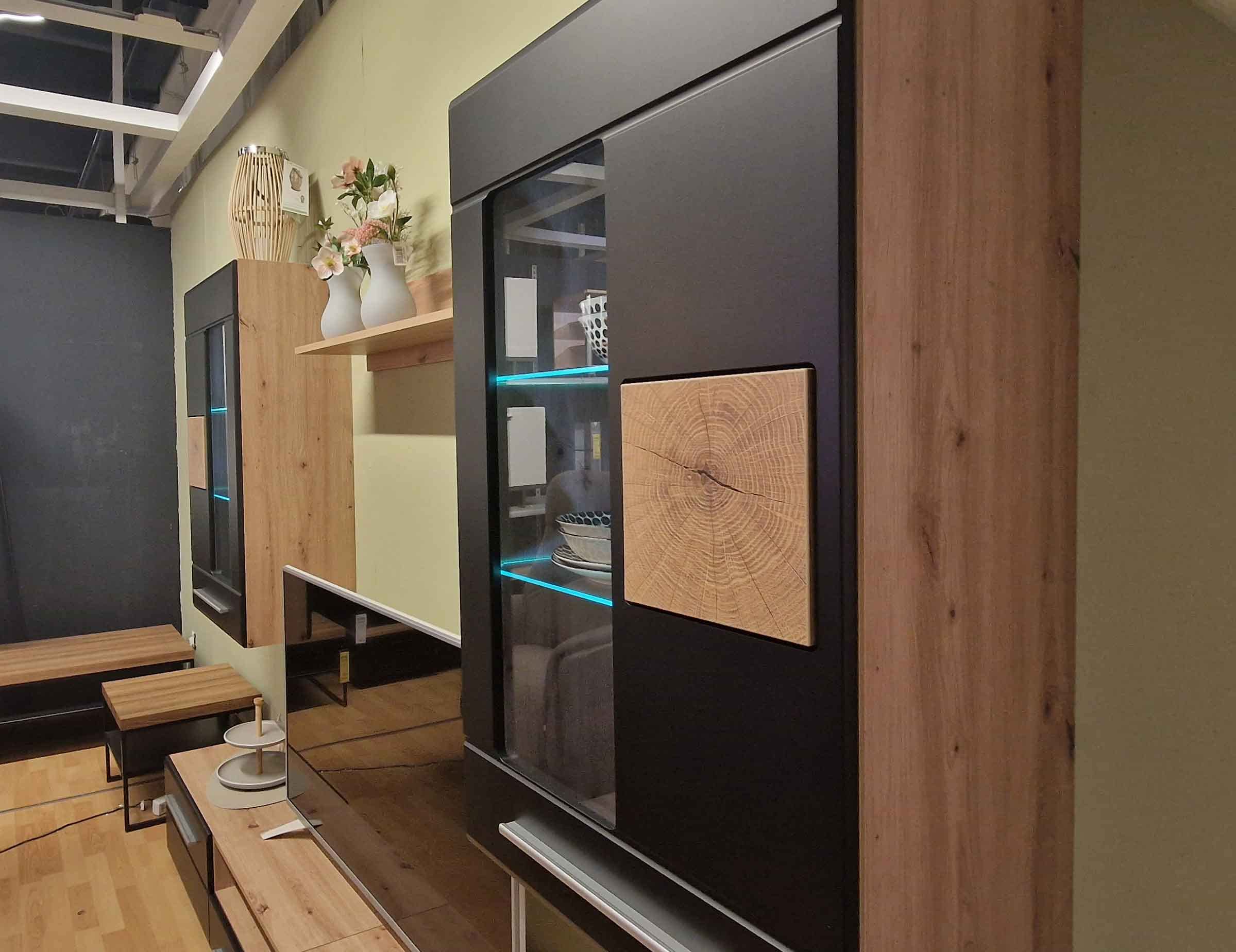 Parete Da Soggiorno Avanti Trendstore In Laminato Quercia San Remo - Con Illuminazione LED, 310x204x46 Cm - Foto 6