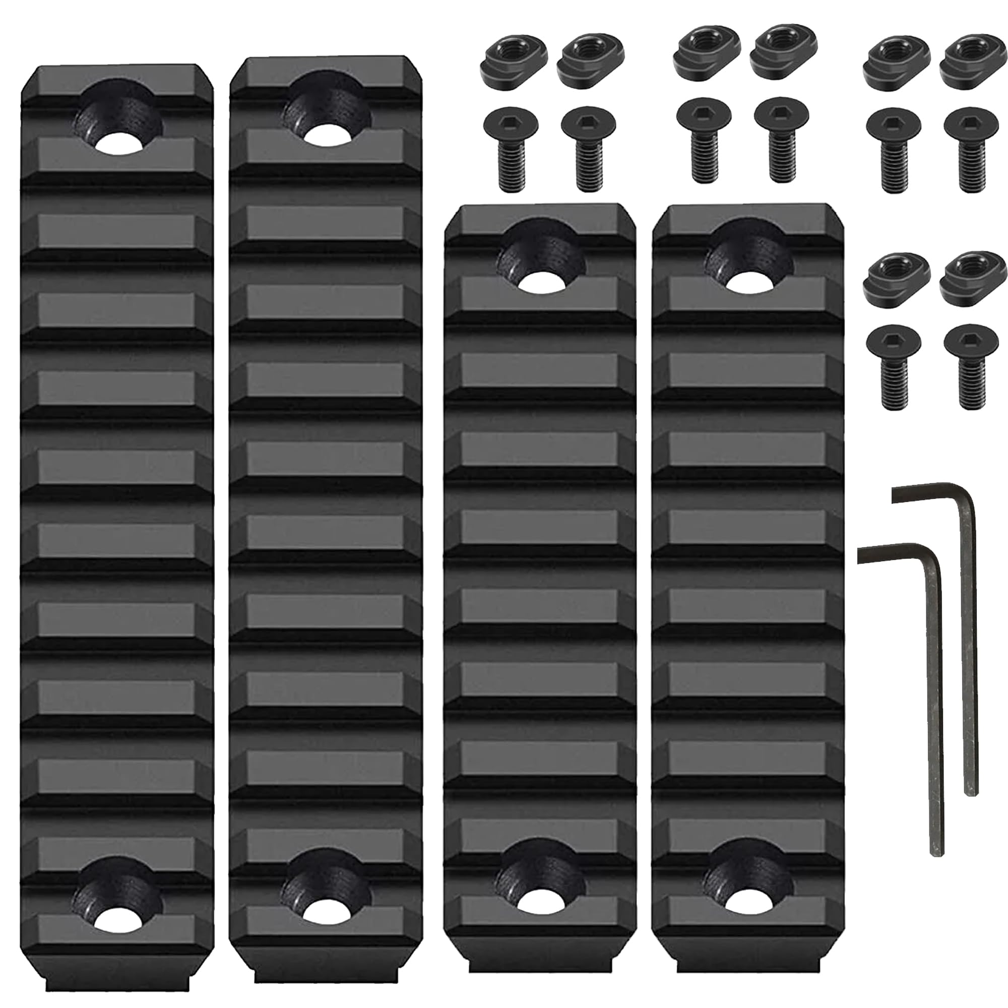 Gotical 9 Slots and 11 Slots MLOK Rail Section for M Lok Handguard Eleven Slots Rail Picatinny Rail (2 Pieces 9 Slot, 2 Pieces 11 Slot)