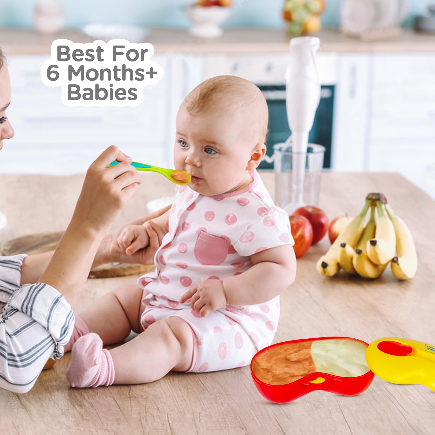 Mee Mee Air-Tight Feeding Curved Dish   with Spoon,Microwave Friendly and Easy to Use & Carry (Red) - Image 3 thumbnail