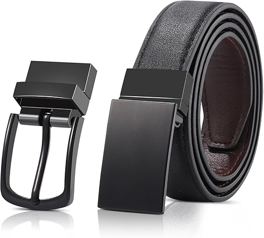 AWAYTR Kids Boys Reversible Belt for Dress Pants with Two Rotative Buckles