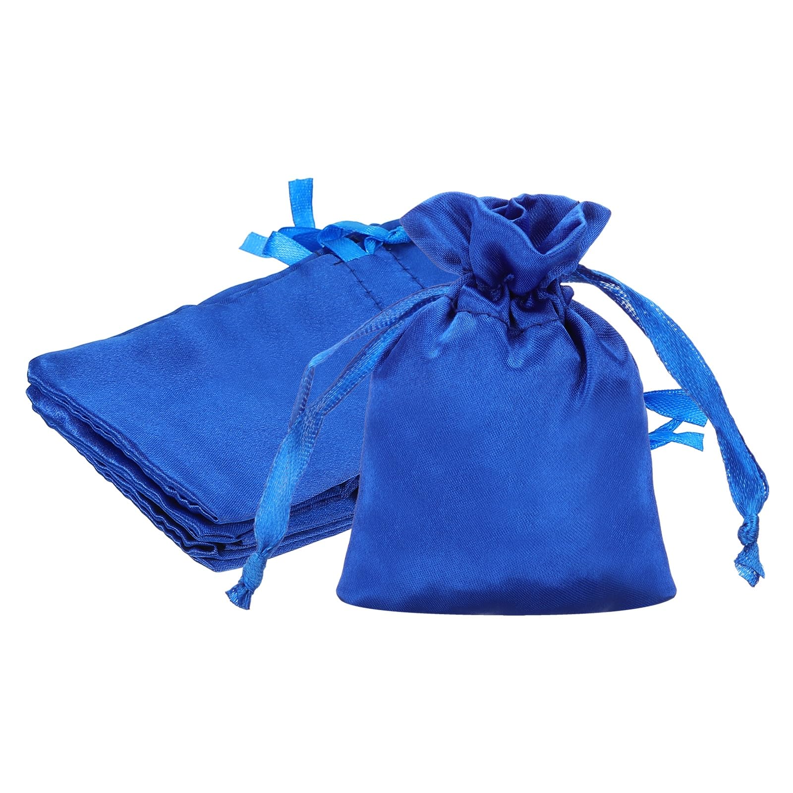 PATIKIL 3 x 4 Inch Satin Bags with Drawstring, 6 Pcs Silk Drawstring Gift Bag Wedding Favor Pouch for Jewelry Candy Christmas Party Graduation Birthday Easter, Dark Blue