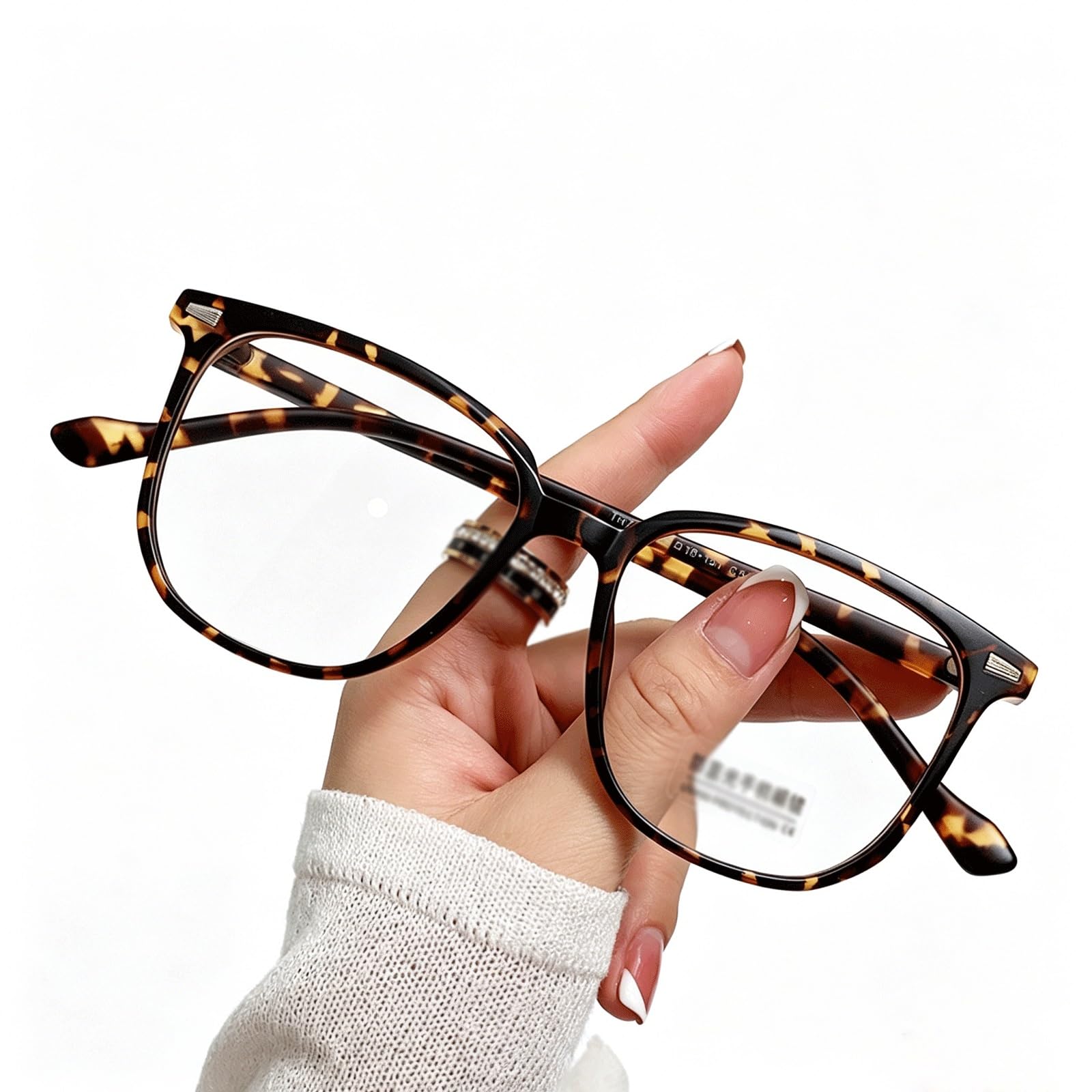 KLJUddGY Square TR Eyewear Frames Full Rim Spectacles for Computer High-Definition Lenses Non Prescription Eyeglasses for Men and Women(Tortoiseshell)