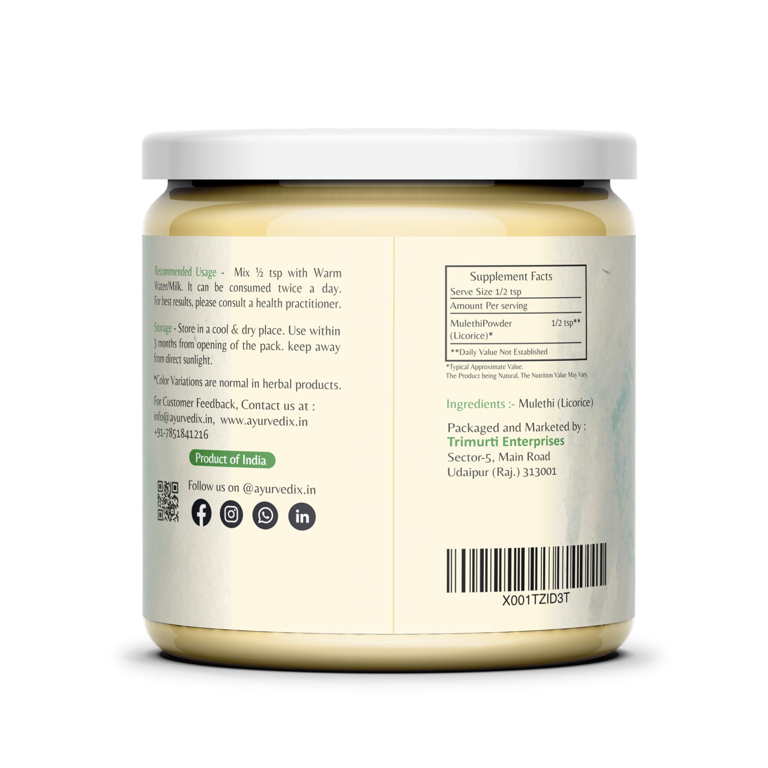 Ayurvedix Organic Mulethi Powder 150g 3