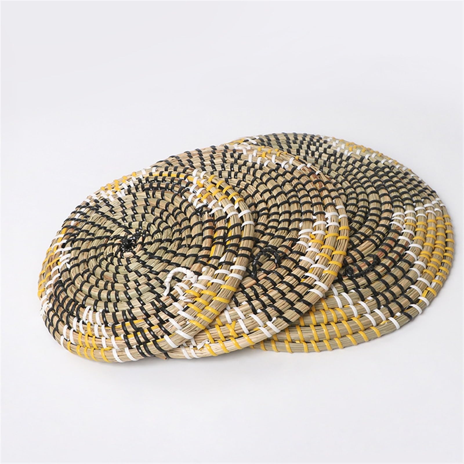 Boho-Wandkorb-Dekor, 3er-Set, Dekoratives Binsenkorb-Wanddekor-Set, Rustikales Hängendes, Handgefertigtes, Rundes, Gewebtes Wanddekor Mit Afrikanischem Design