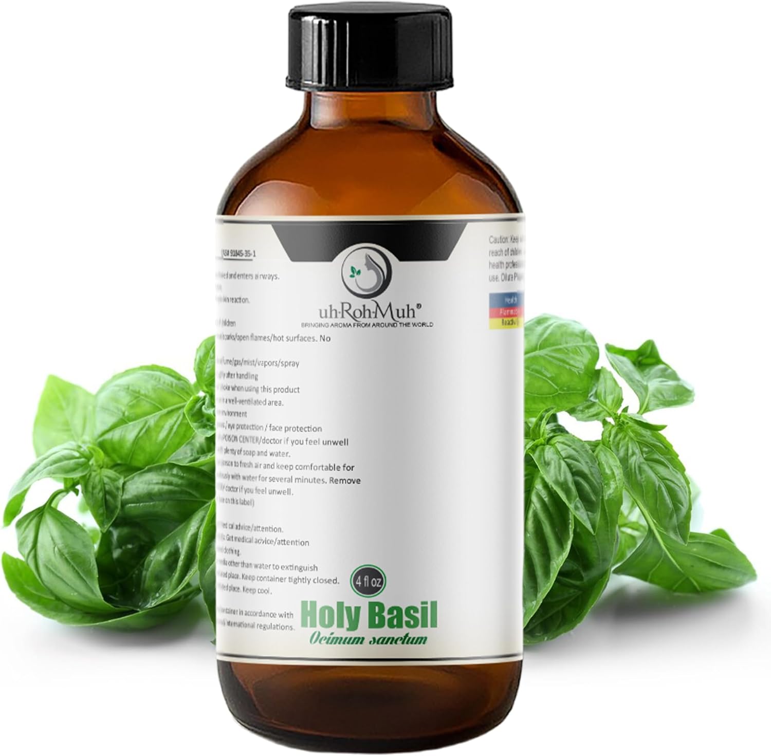 uh*Roh*Muh Holy Basil Essential Oil - 100% Pure Tulsi Essential Oil - Home Essential Diffuser Oil for Aromatherapy, Perfect for Massage, Hair Care, Skin Care and Culinary Delights 4oz