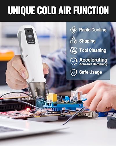 Miniatura 31 de WORKPRO Pistola de calor, mini pistola de aire caliente de 400 W con boquilla reflectora, 2 ajustes de temperatura de 482 ℉ (482.0 °F)/842 ℉