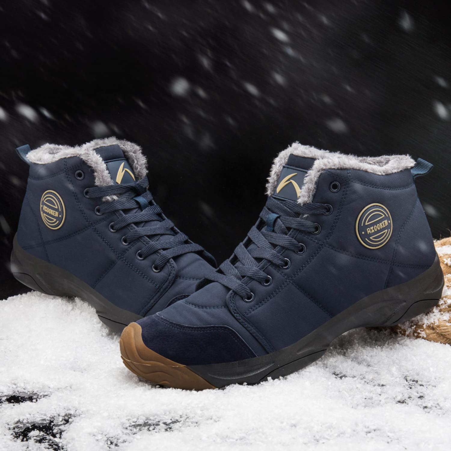Azooken Hombre Mujer Botas de Invierno Zapatillas Trekking Senderismo Impermeables Nieve Antideslizante Calientes Botines 36-46