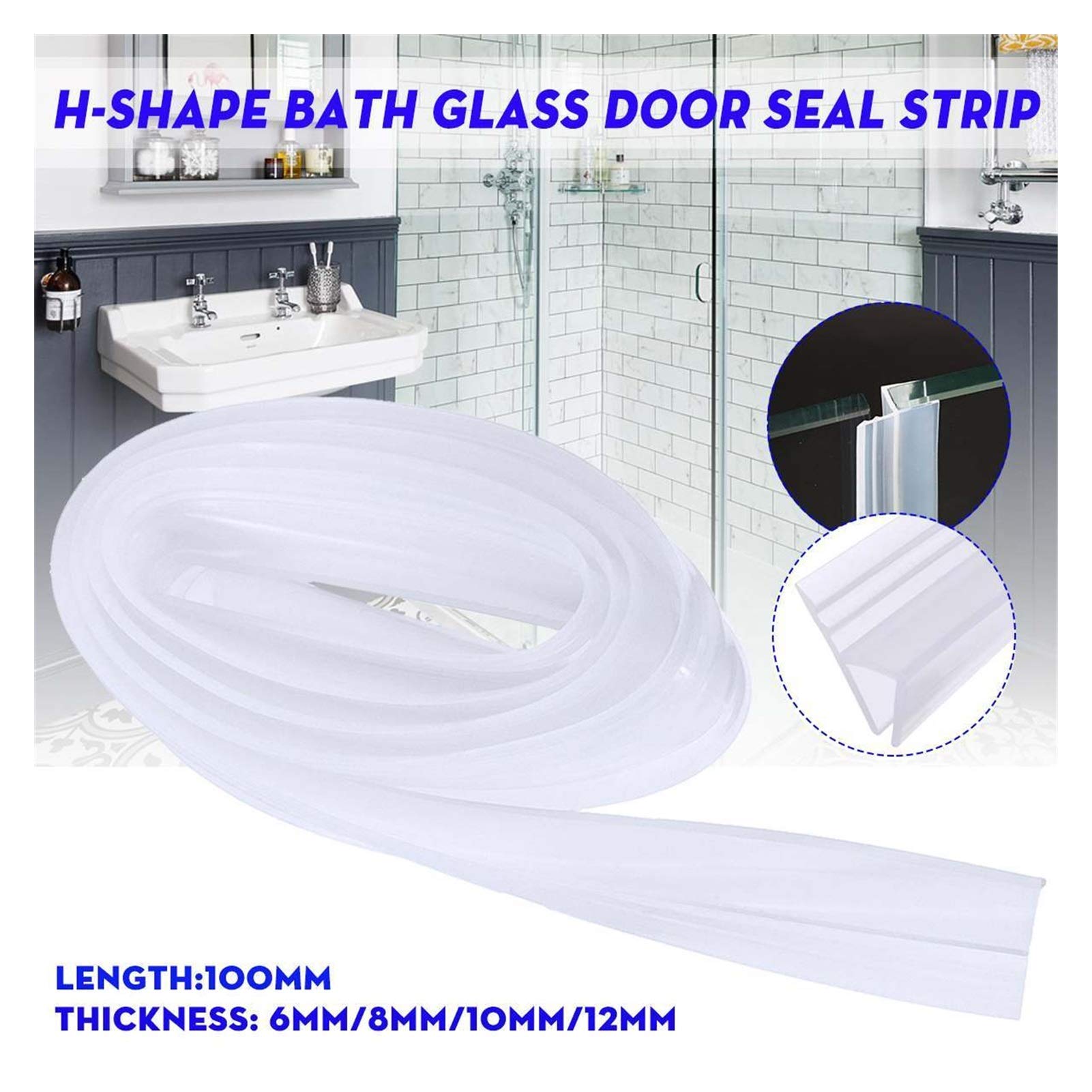 Bclla Zkenshan-Weather Stripping Seal H Shape Soundproof Rubber Seal Strip, Sliding Window Sealing, for Shower Bathroom Frameless Glass Door Strips, Glass Door Seal Strip Stop Shower Leaks