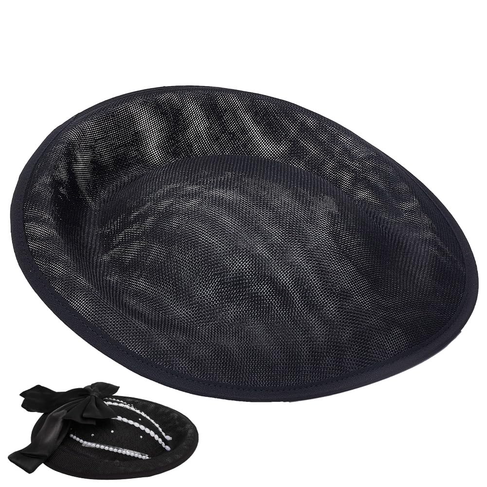 Womens Black Linen Fascinator Hat Base, 7.48x7.3inch 