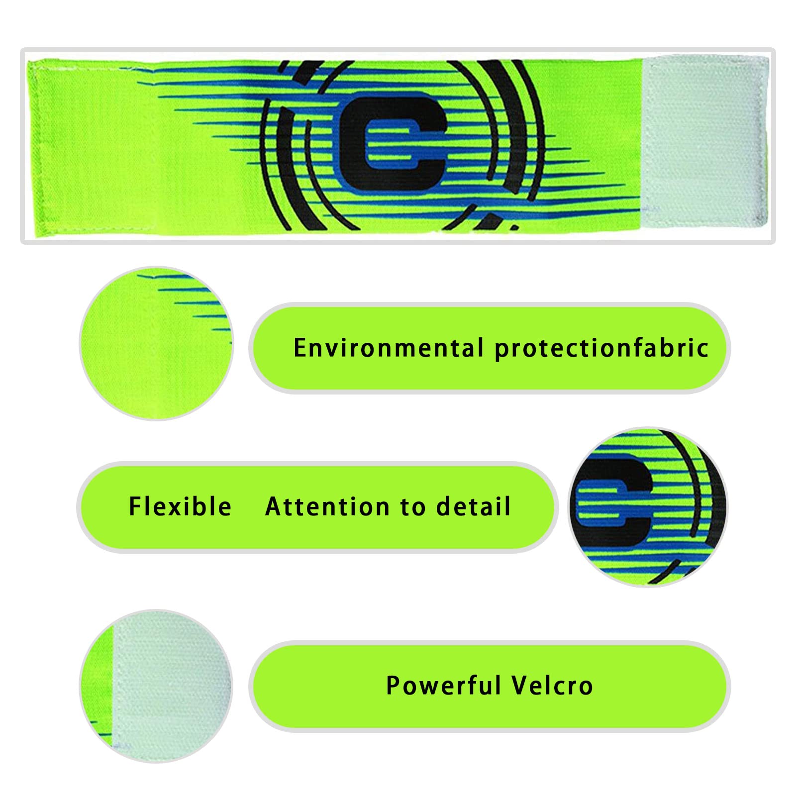 5 pezzi Bracciale da capitano da calcio Bracciale da capitano per bambini Misura regolabile Bracciale elastico da capitano Bracciale da calcio multicolore Braccialetti elastici per adulti 5 colori -2