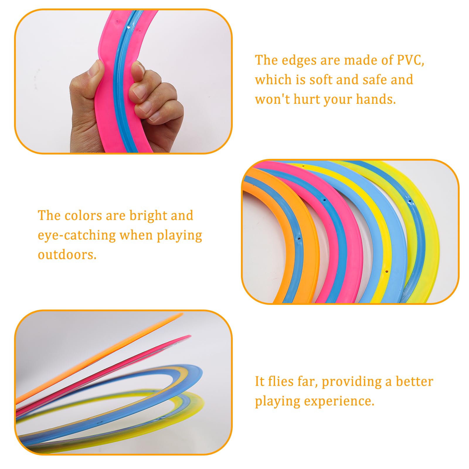 4 Piezas Anillos de Lanzamiento,Anillos de Frisbee,Outdoor Flying Disc 25cm,Juegos de Playa para Niños para la Playa Juegos de Fiesta o Tiempo en Familia(Azul,Naranja,Verde,Rosa Rojo)