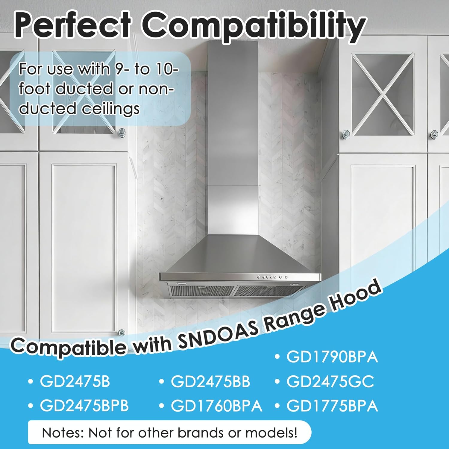 31.5" x 8" x 6.7" range hood extension fit for sndoas gd24 gd17, upper piece stainless steel range hood chimney extension for high ceilings, extend ventilation reach, sleek modern design height 31.5inch