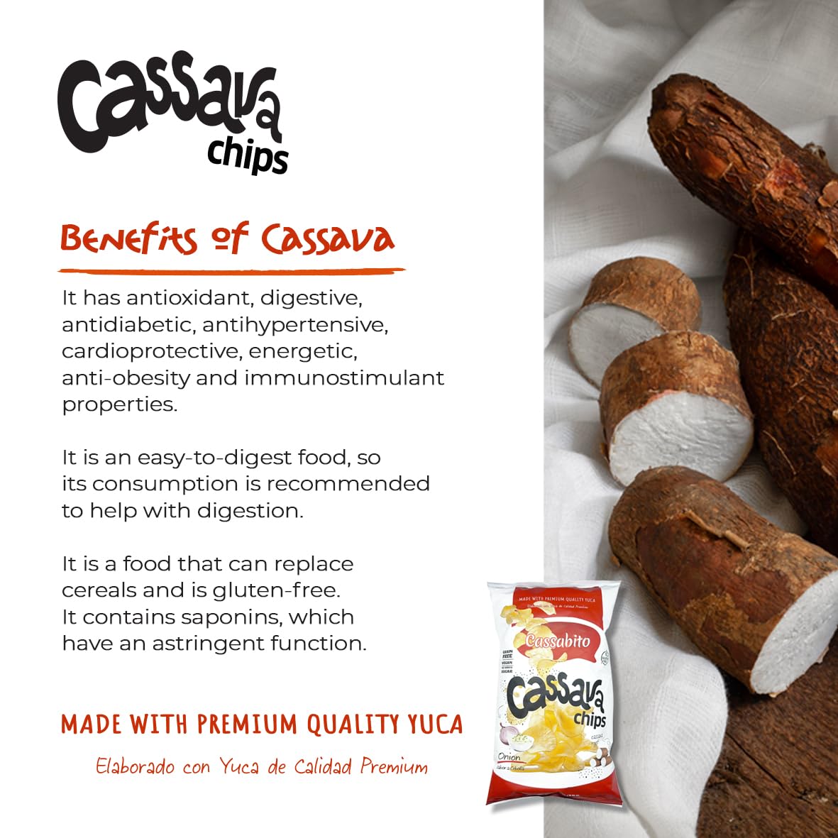 Crispy Cassava French Onion Dip Premium Yuca Snack - 5 Pack Thinly Sliced & Crunchy, Gluten Free Chips, Non-GMO Lightly Seasoned for Bold Taste snack pack Perfect for Healthy Snacking & Travel 2.5oz