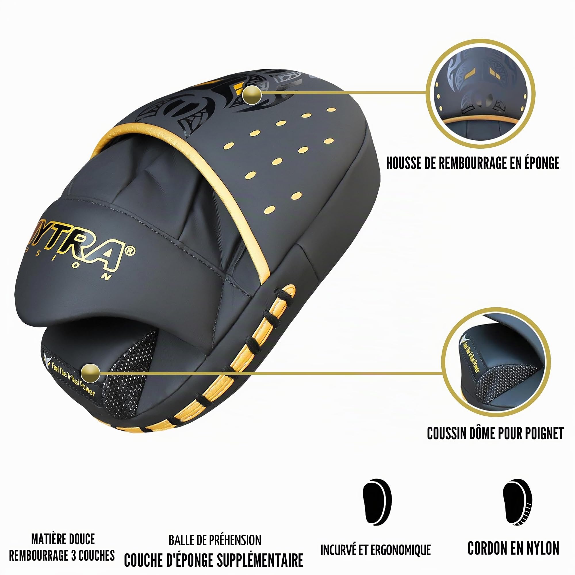 Mytra Fusion Patte d'ours Boxe - Pate d Ours Boxe MMA Muay Pattes d'ours de Boxe pour l'entraînement de Boxe et d'arts Martiaux