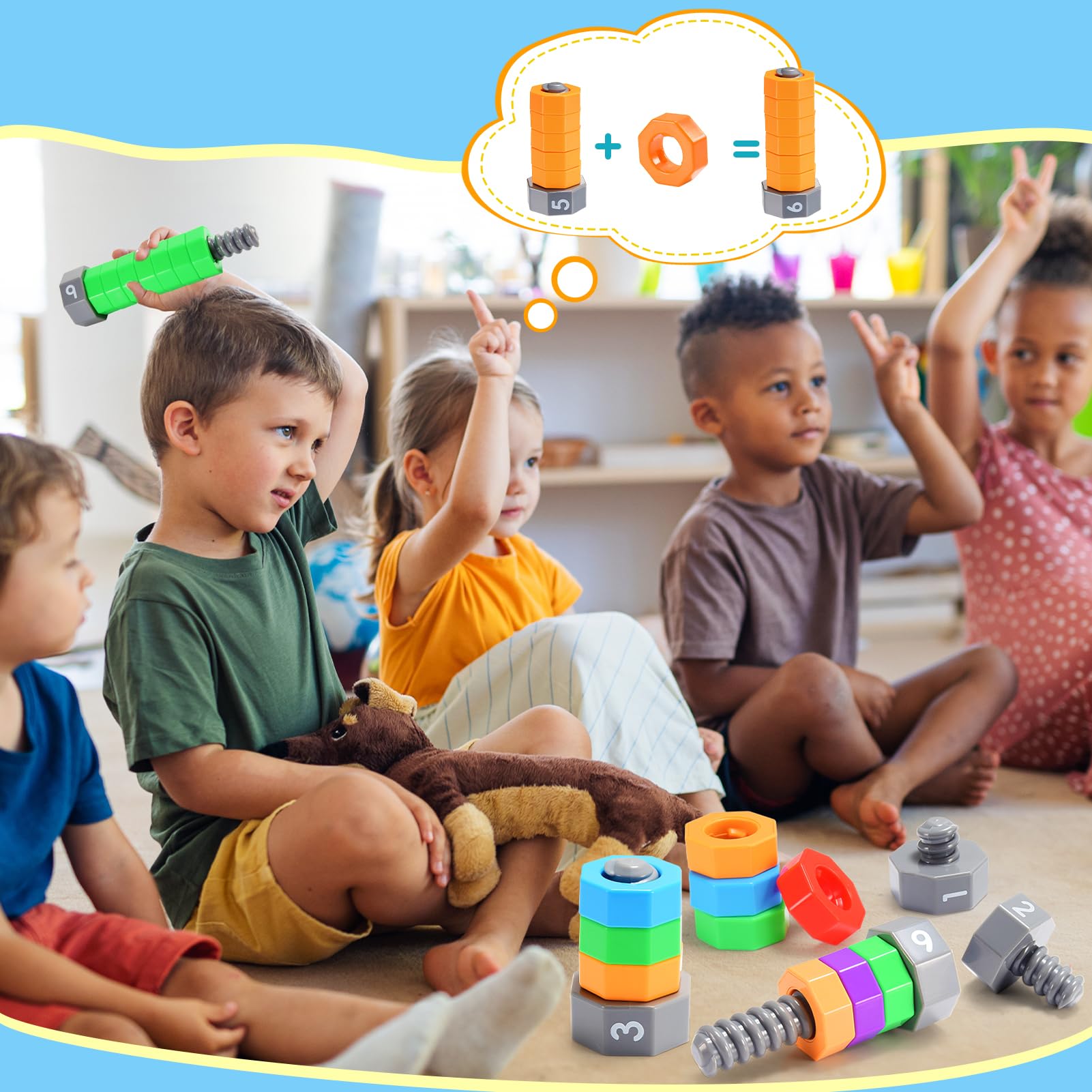 Montessori 2-in-1 Zähl- und Stapelspielzeug für Kleinkinder von 1–5 Jahren, sensorisches Spielzeug für Vorschulkinder, pädagogisches Spinnen, Lernspiele, Geschenke