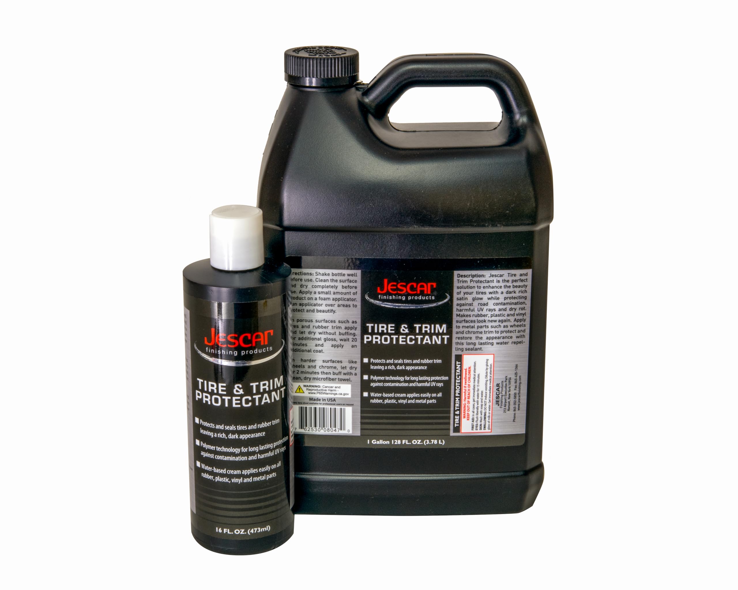 Jescar Protector de neumáticos y molduras, 16 onzas, protección UV de larga duración para neumáticos, molduras y vinilo, restaura el brillo, evita la decoloración y repele la suciedad, fácil