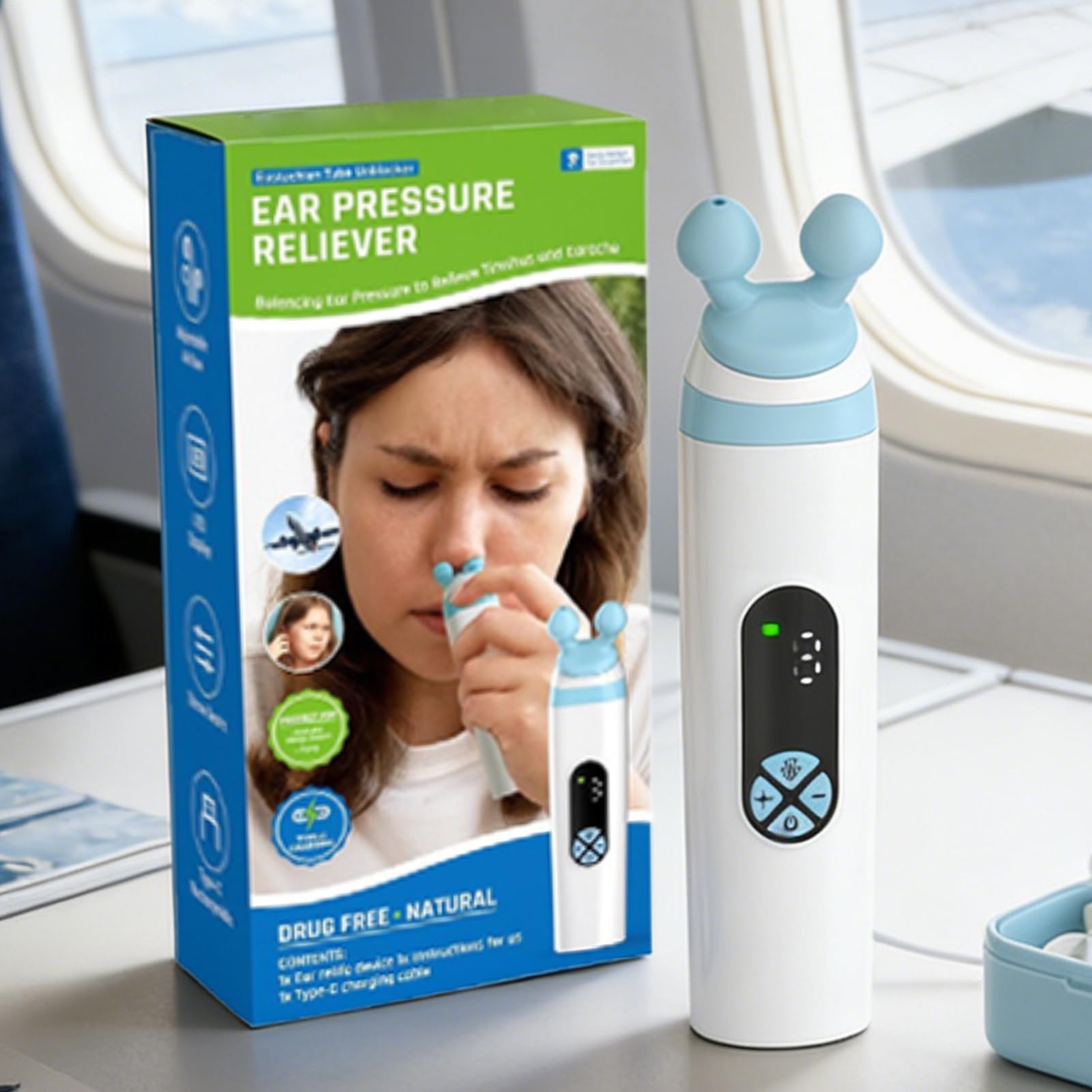 Dispositivo Pressione Auricolare Strumento da Viaggio con Display LED e 3 | Pressione Volo per Adulti per Adulti Uomini Donne Immersioni Volo Piscina Aereo Viaggi