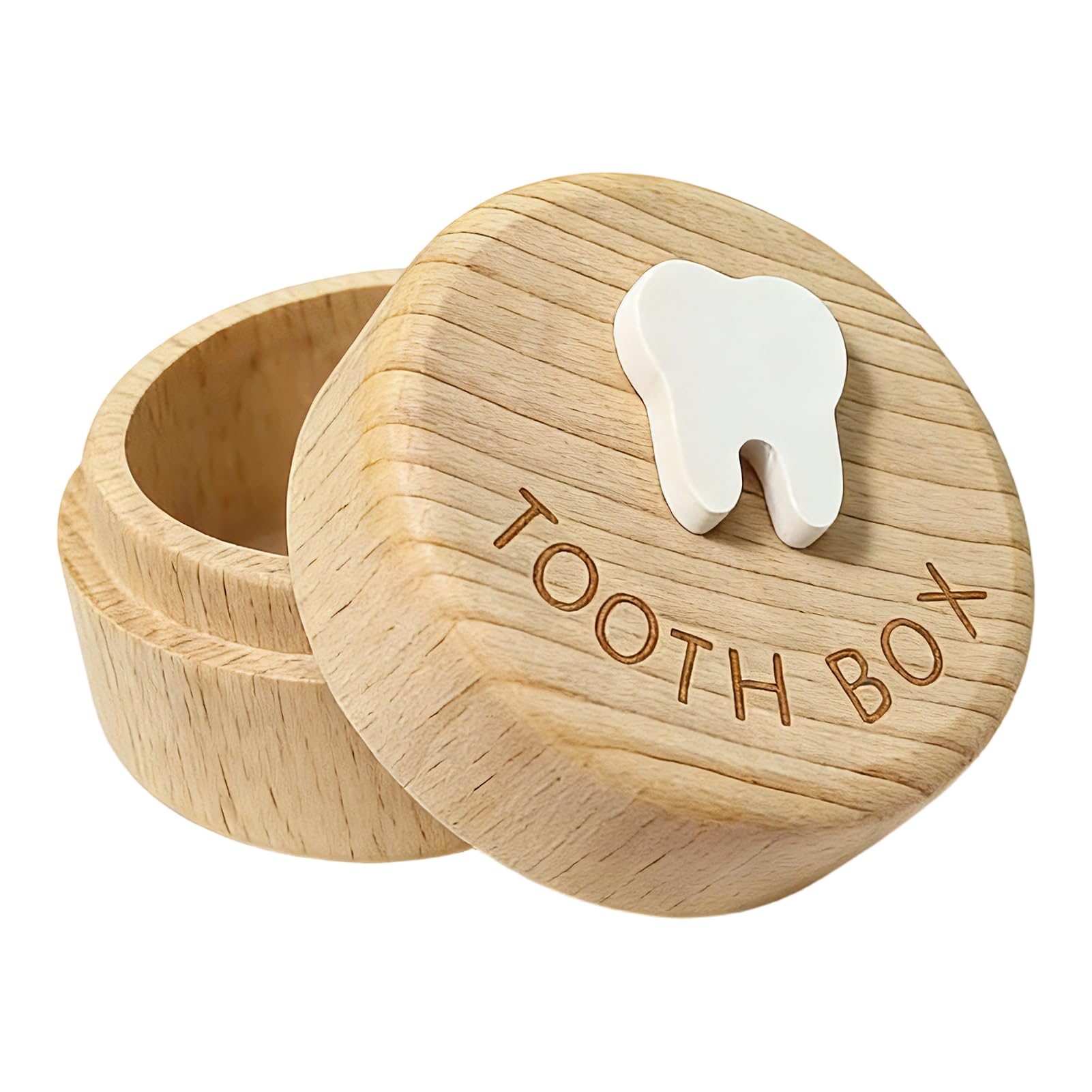 Nextpal Tooth Fairy Box, 3D Carved Wooden Tooth Box Free-Space Baby Teeth Keepsake, Lost Teeth Holder Storage for Boys Girls, Baby First Tooth Memory to Put Under Pillow