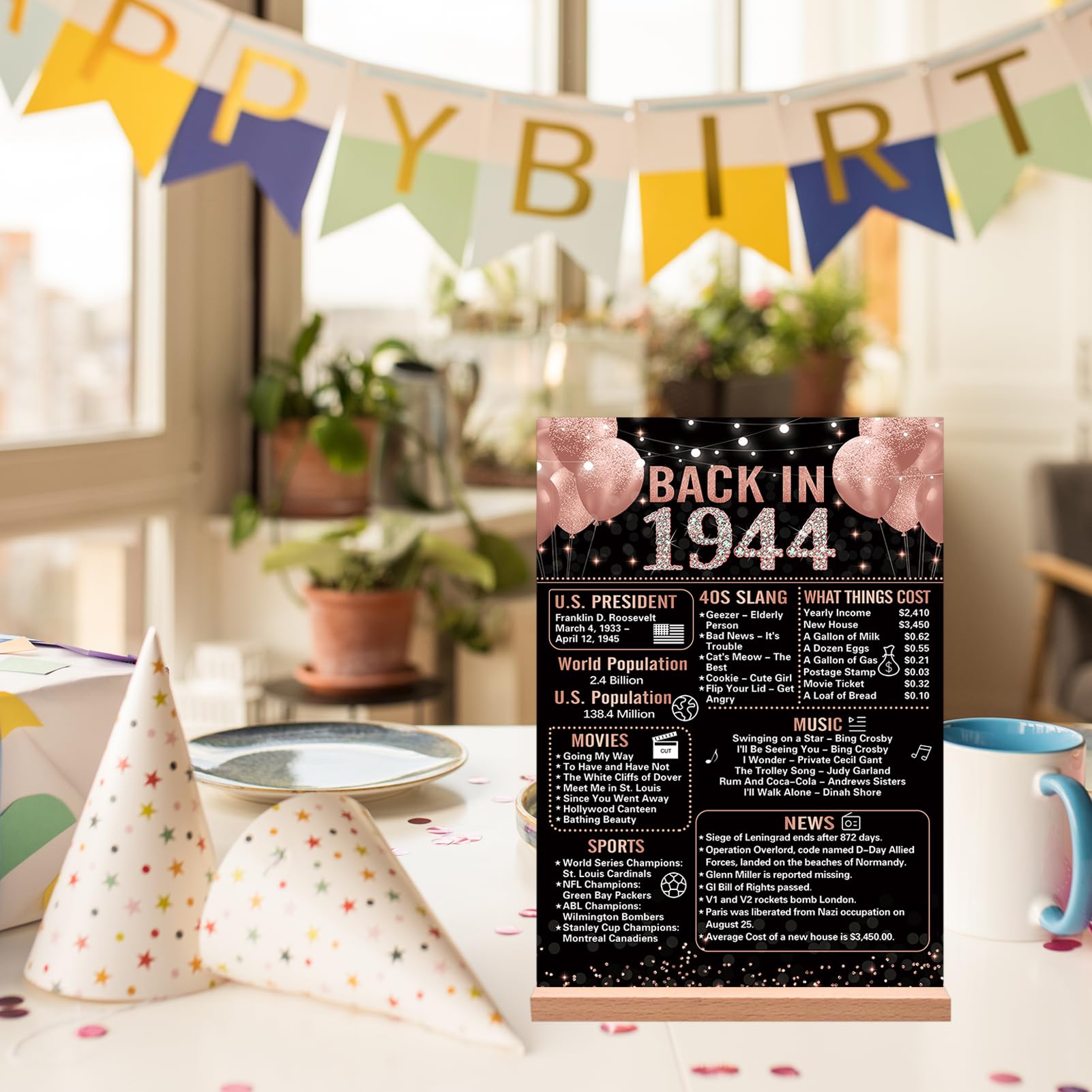 Trgowaul 75° Compleanno Anniversario Decorazioni per Donna Oro Rosa
