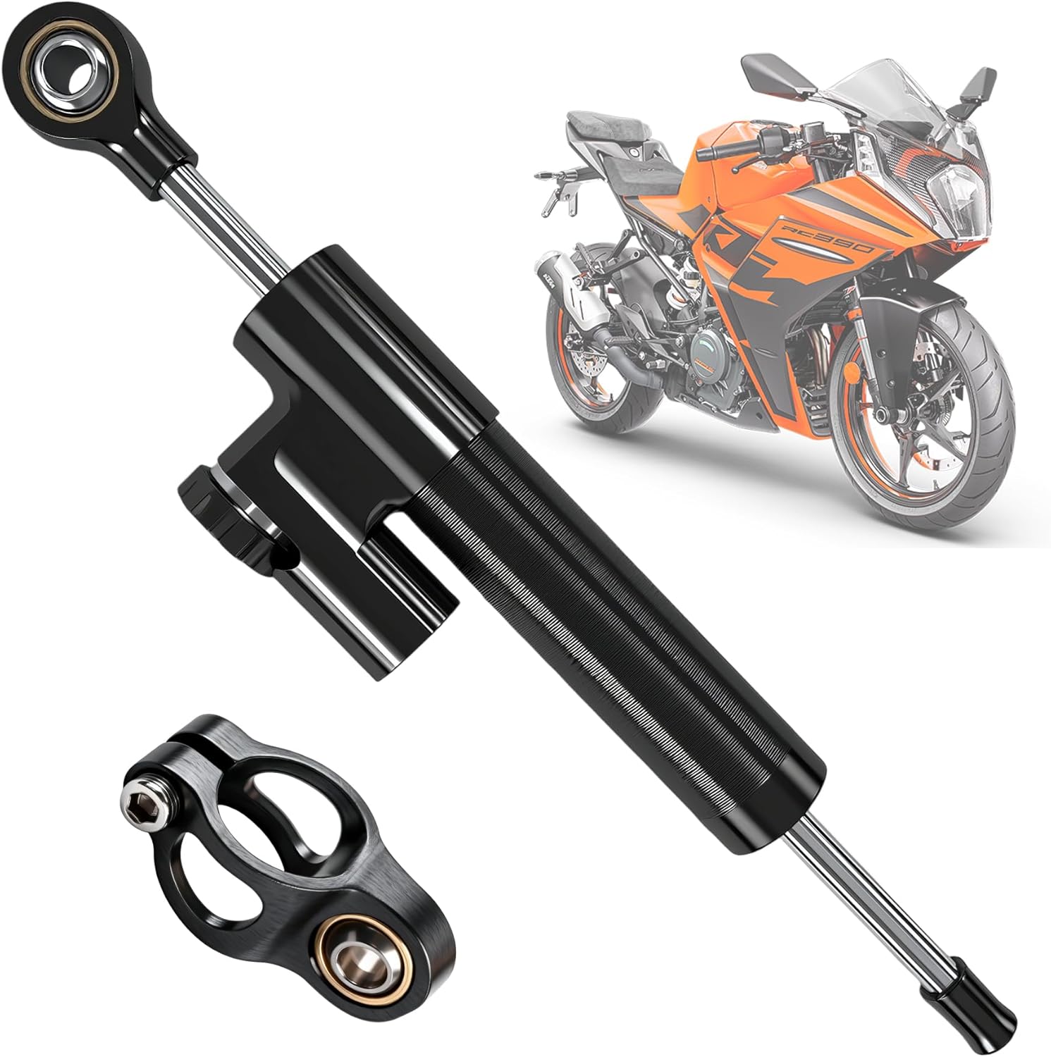 10-Inch Universal For Motorcycle Steering Damper Stabilizer Steering Stabilizer for R3 R6 R15 R125 R25 FZ1 FZ8 FZ09 MT09 ZX6R ZX14R GSXR600 CBR600RR 1000RR CB400 CB1000 GSX1300R (Black)