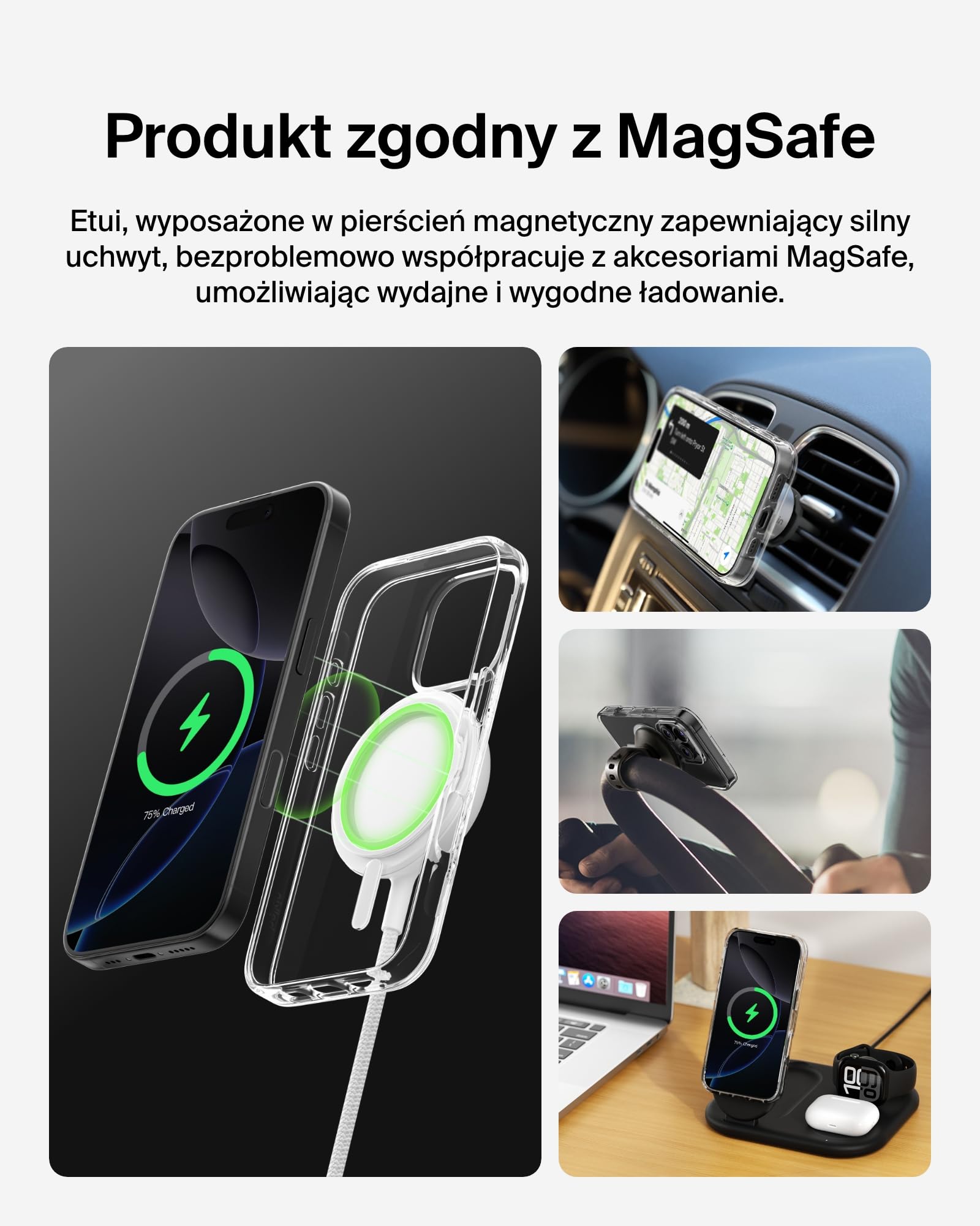Belkin SheerForce Etui na iPhone 16 Pro, zgodne z MagSafe cienkie etui z powłoką odporną na zarysowania – magnetyczne, odporne na wstrząsy etui ochronne na telefon iPhone – Przezroczyste
