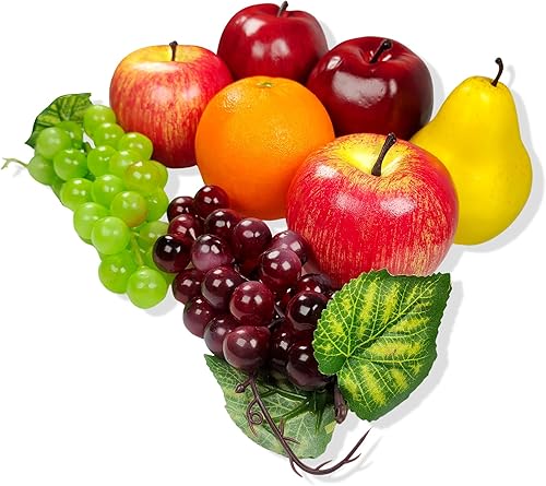 Miniatura 7 de Paquete de frutas artificiales, mezcla de frutas falsas para decoración del hogar, juego de frutas de simulación, decoración de fiesta de Navidad,