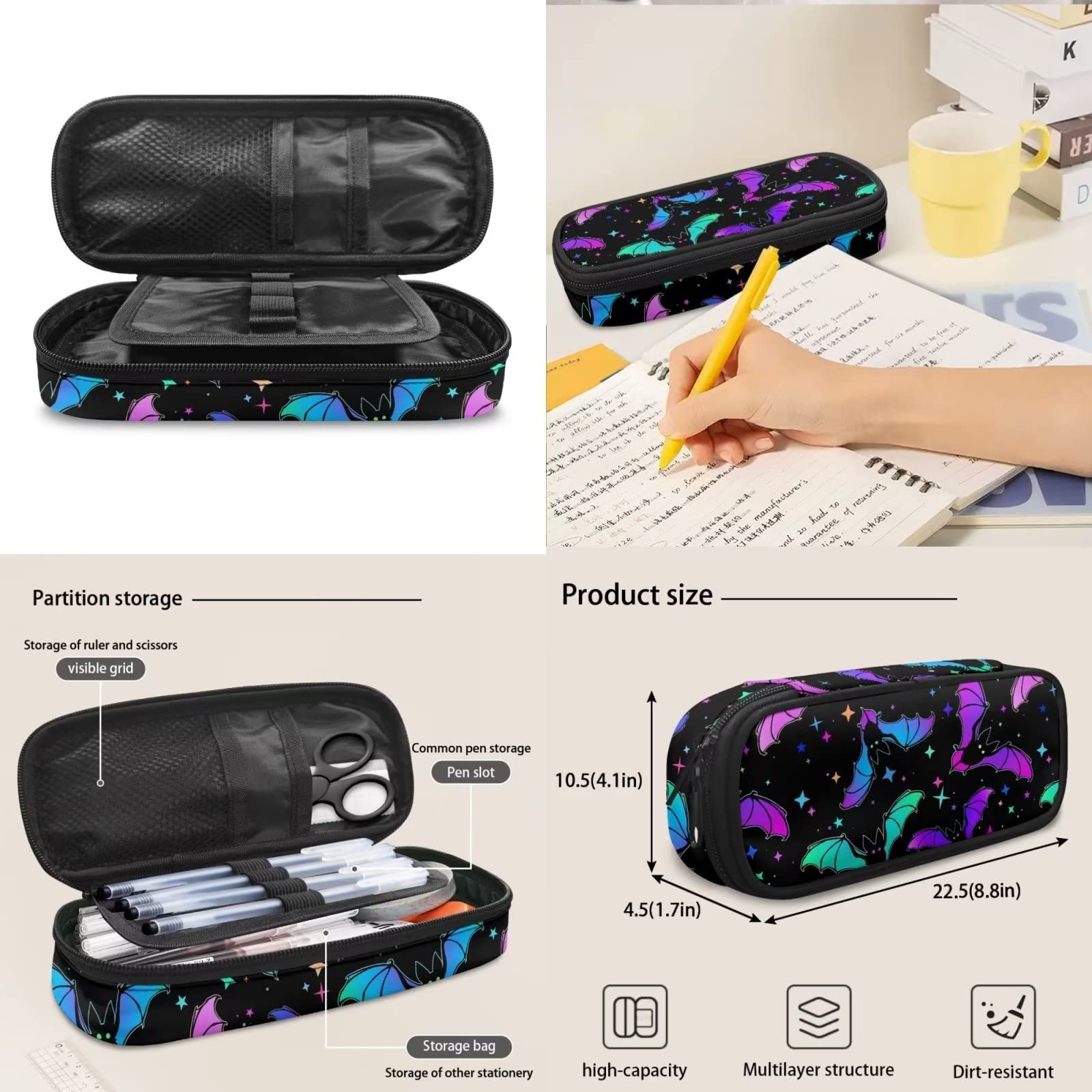 POLERO Mochila escolar de caballos para niños, juego de bolsas de almuerzo, estuche para lápices, 3 piezas, bolsas escolares, Bates de estrellas, Talla única, Mochila infantil