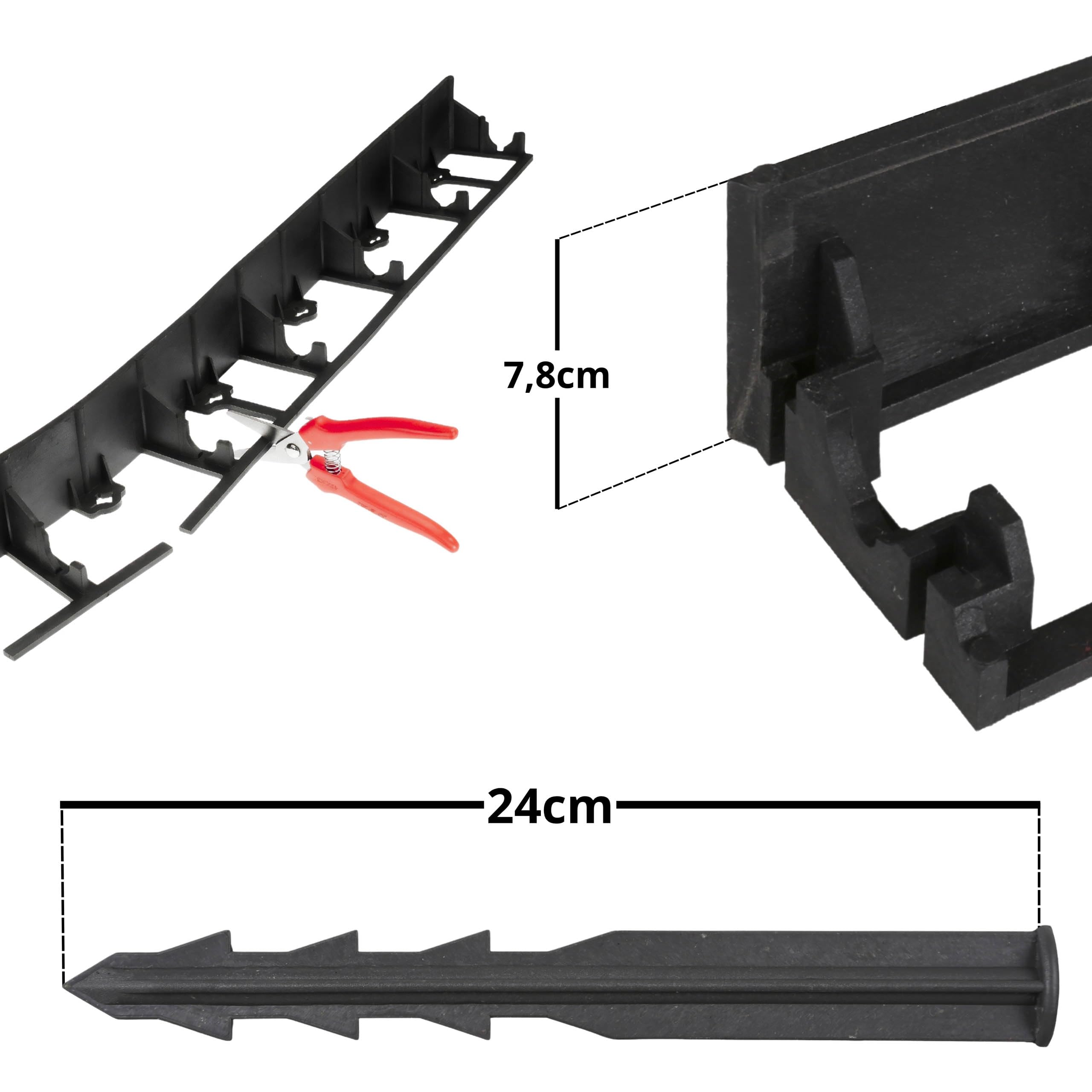 sarcia.eu geoBORDER Rasenkante Beeteinfassung Beetumrandung Raseneinfassung Pflastersteine Mähkante, Pflasterkante, Nagel (20 Meter, 7.8 cm)