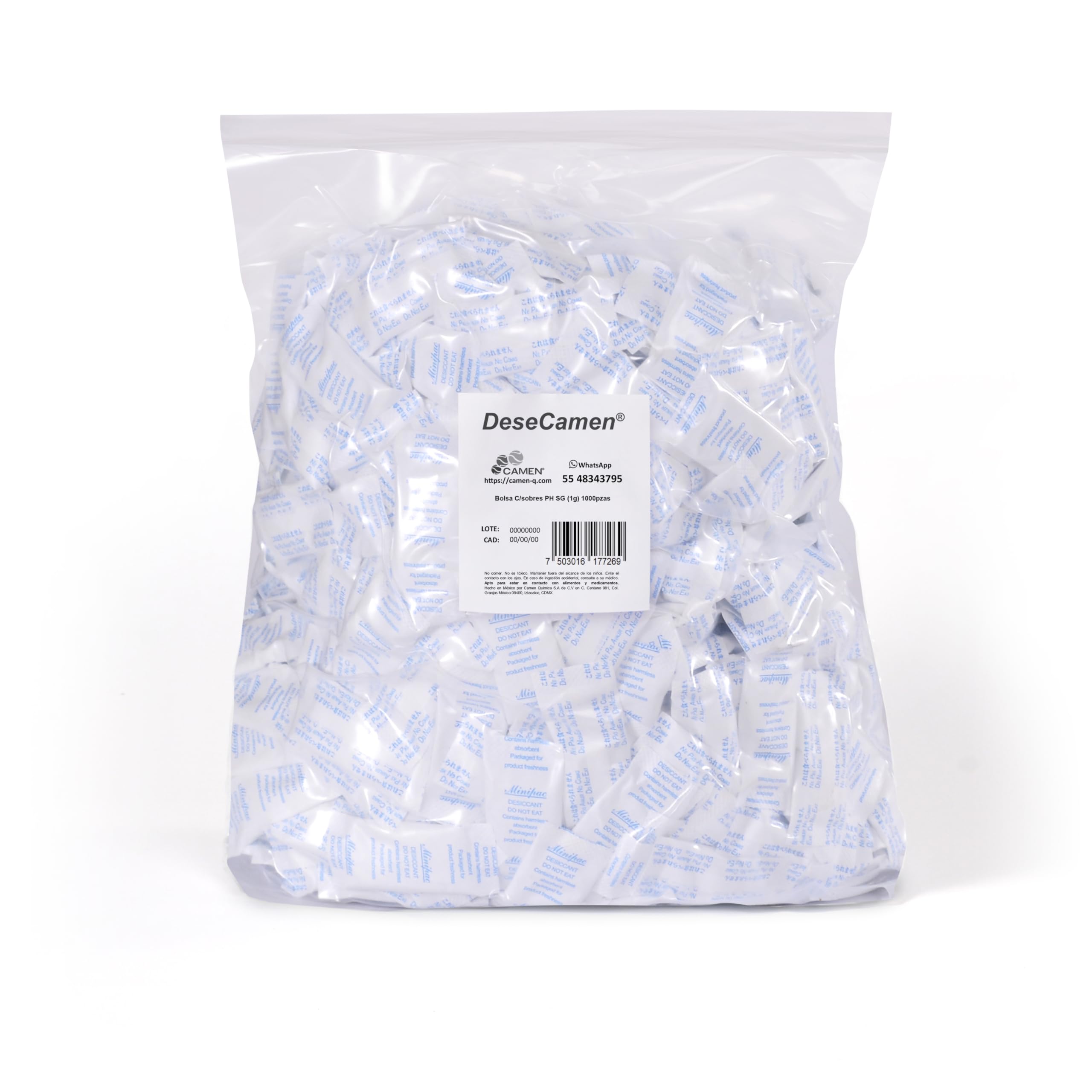 Desecamen - Bustine silice (1000 pezzi - 1g) - Silice gel - Deumidificatore - Essiccante - Assorbiumidità - inodore - non tossico - eliminano l'umidità e gli odori di muffa