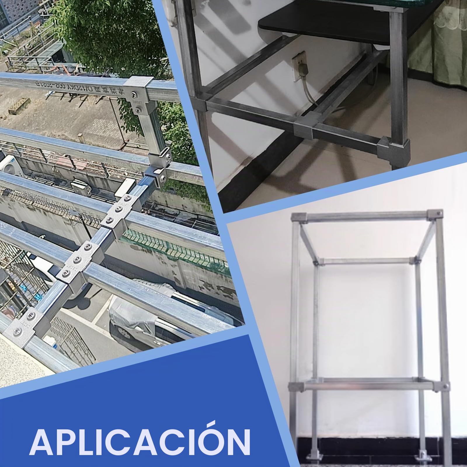 8 piezas de conectores de tubo cuadrado, piezas de unión rectangulares de aleación de aluminio, pieza en L, 3 vías, 90°, para conexión de tubo cuadrado de 25 x 25 mm