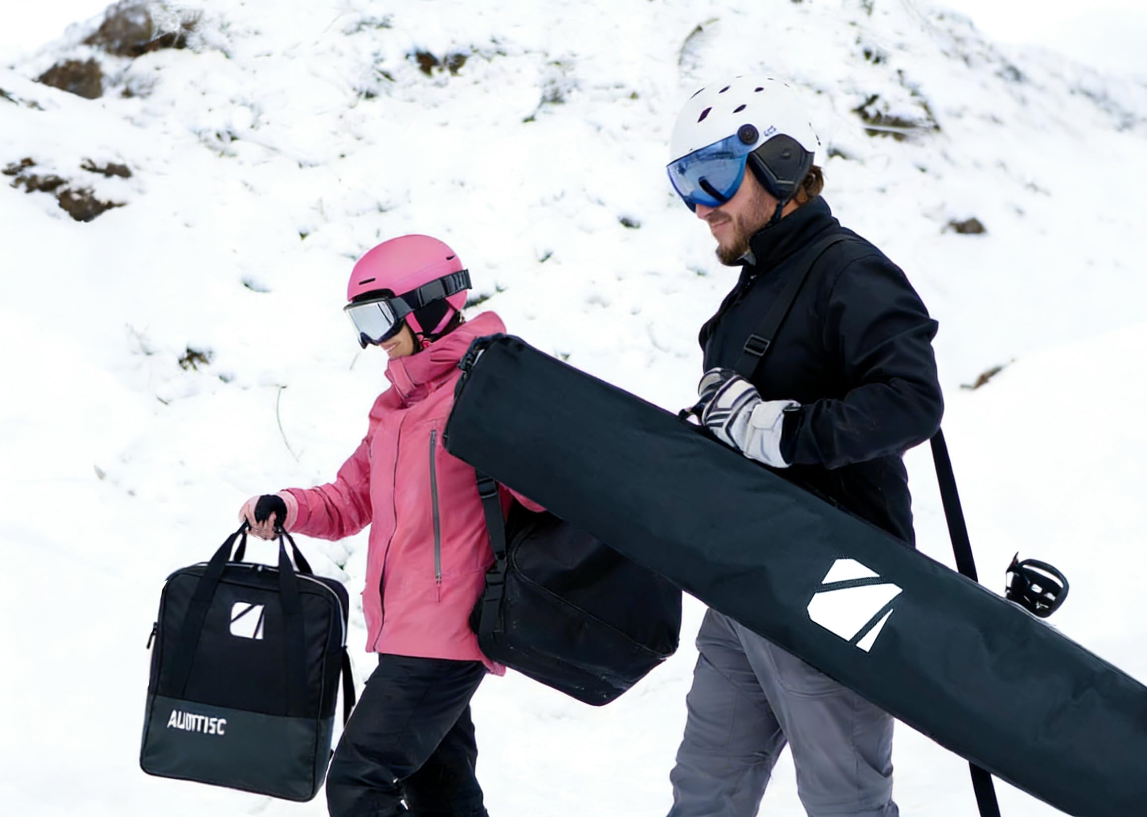AUMTISC Sac de Ski Combiné Rembourré pour Chaussures de Ski Longueur Réglable 200 cm