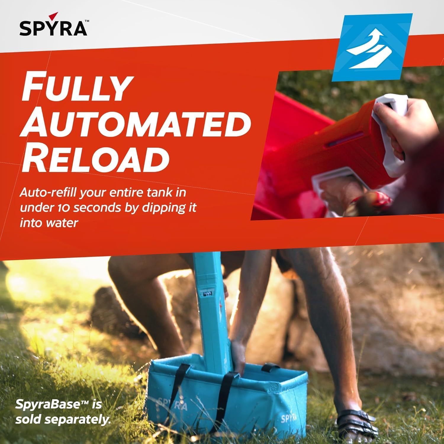 SpyraThree™ Wasserpistole elektrische Wasserspritzpistole, automatisches Aufladen,3 Spielmodi,LED-Schuss- & Batterieanzeige,15m Reichweite,Premium-Sommerspielzeug für Kinder & Erwachsene (blau) | Spyra Drei automatische Wasserpistolen für Strand, Garten,