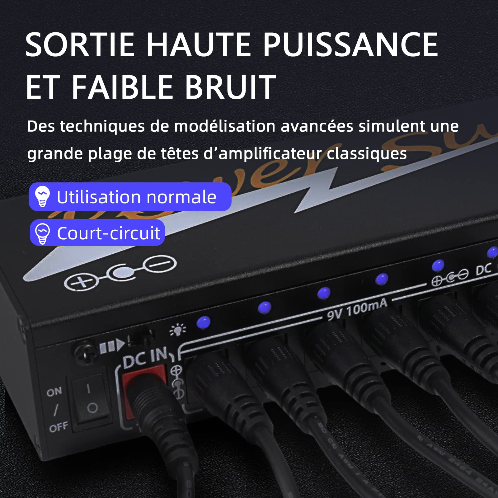Alimentation Pédale Guitare 10 sorties CC isolées pour 9 V/12 V/18 V Avec adaptateur EU
