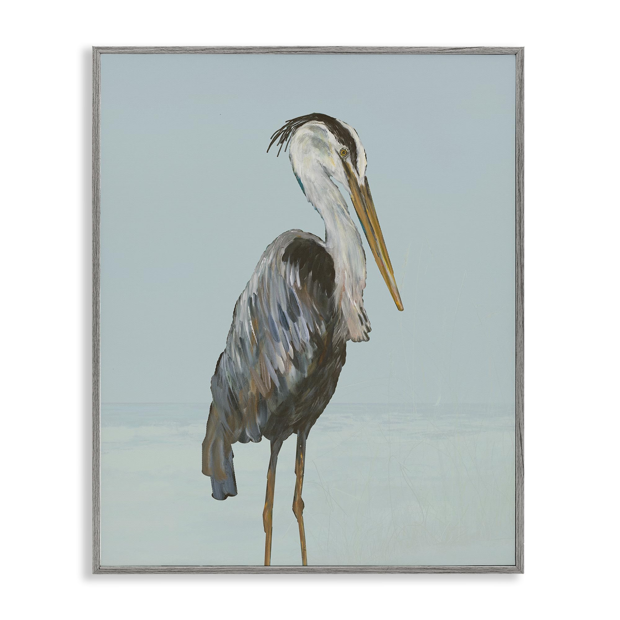Stupell Industries 'Coastal Pelican Muted Blue', Framed Giclee Art, Gray, 24 x 30 Inches, Easy to Hang and Sturdy, Made in USA, by Julie DeRice
