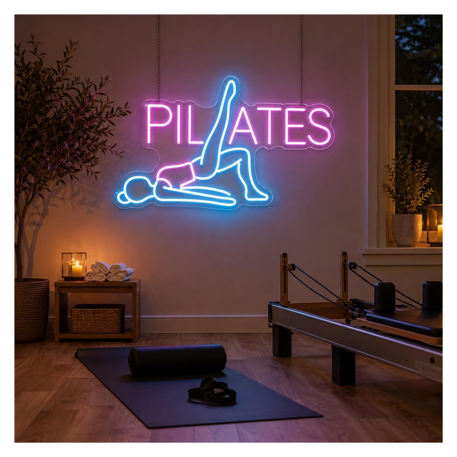 Decoración Lámparas Postura De Pilates Luz Neón