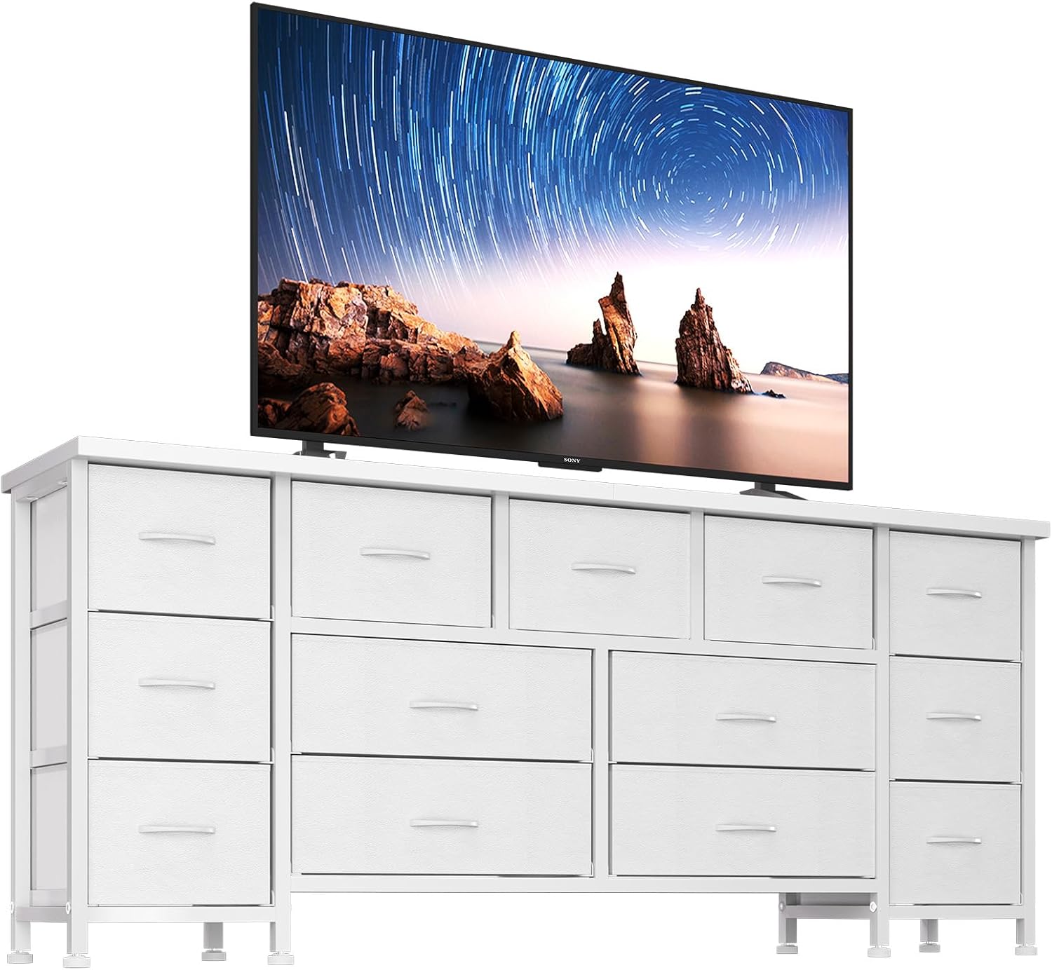 63 Inch TV Stand for TVs up to 70 Inch, Entertainment Center with 13 Drawers, Media Console Table with Storage, Wide Television Stand for Living Room