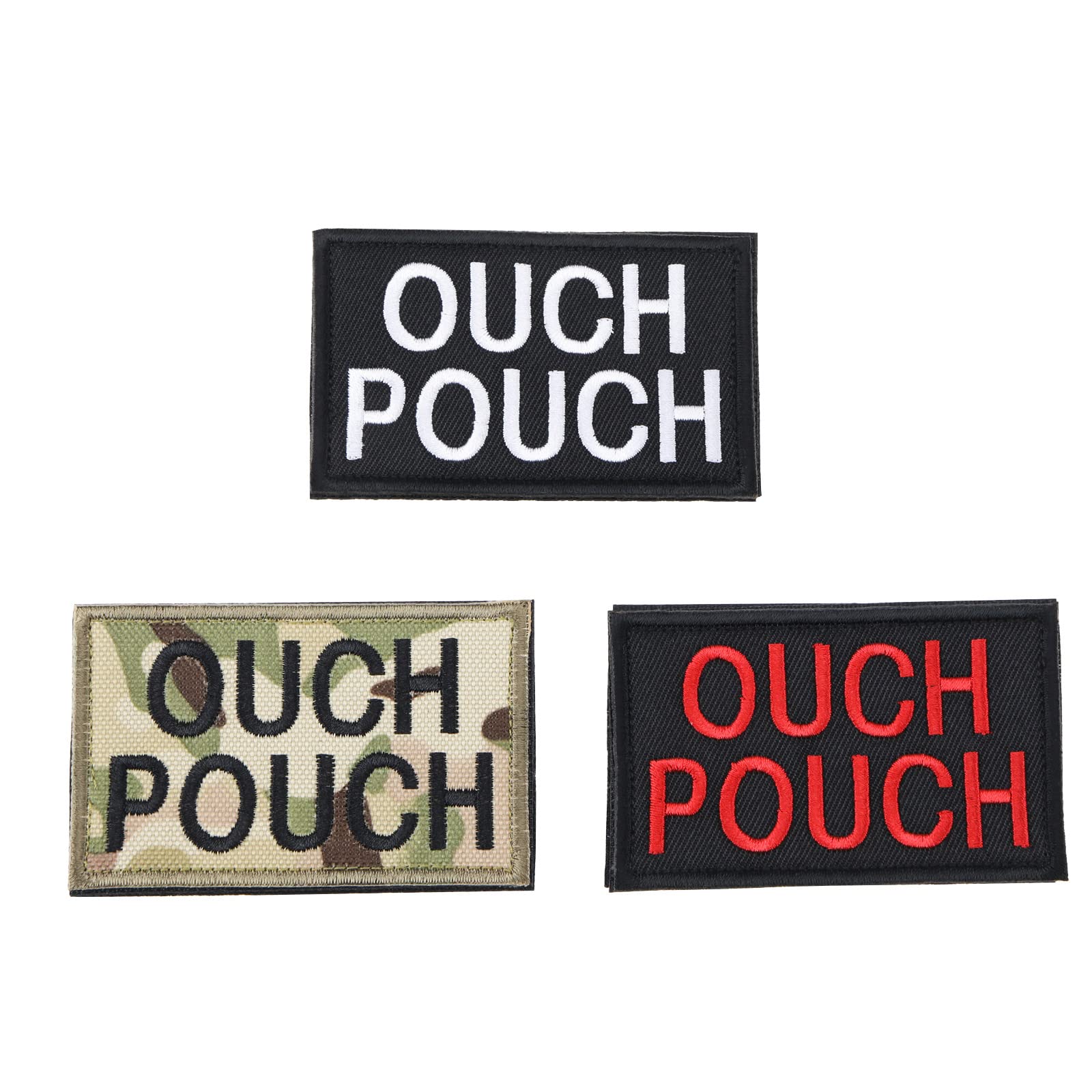 OTOTEC 3PCS Ouch Pouch Embroidered Patch Tactical Morale Applique Fastener Hook and Loop Emblem Badge Armband Clothes Decoration for Backpack Jacket Hat 8x5cm