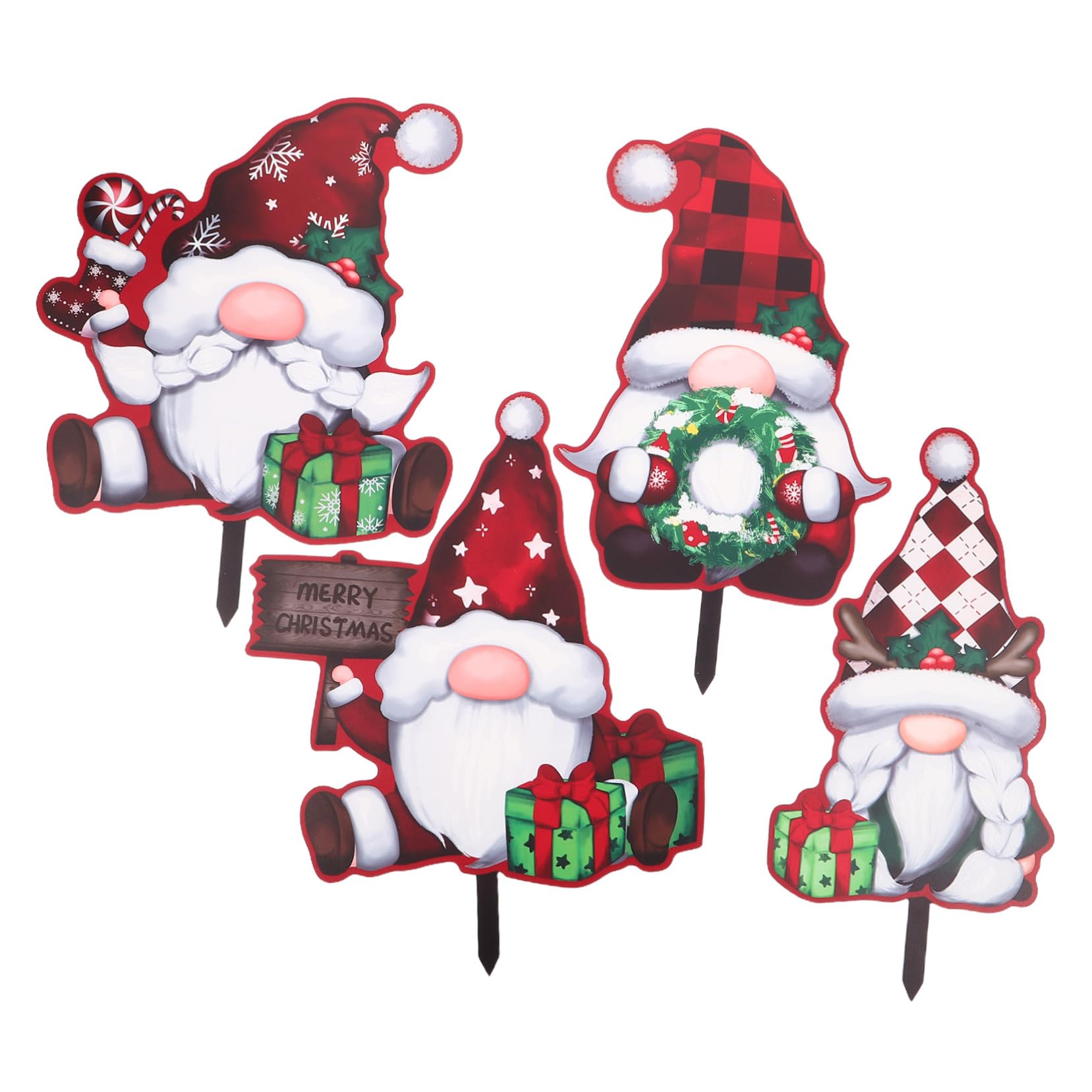 Piquets décoratifs en PVC MAGICLULU pour extérieurs Lot de 4 figurines de pelouse Noël
