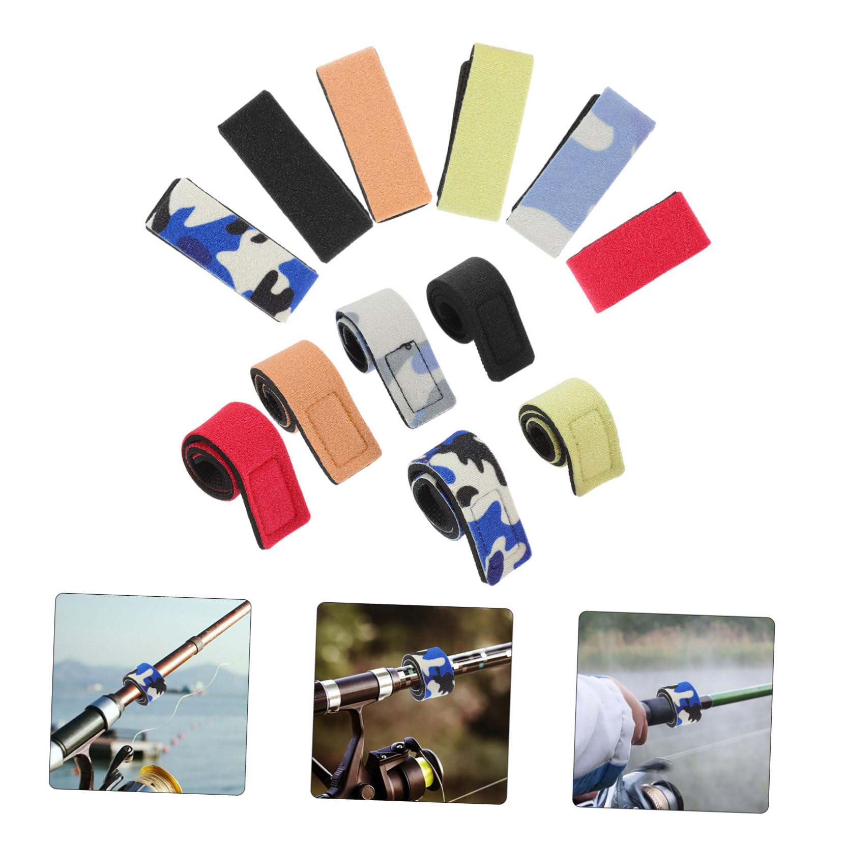 Totority Rod Tie Belts Pole Straps Fishing Pole Straps Sleeve 12pcs Fixed Band for Fishing Rod Carrier Ergonomic Design