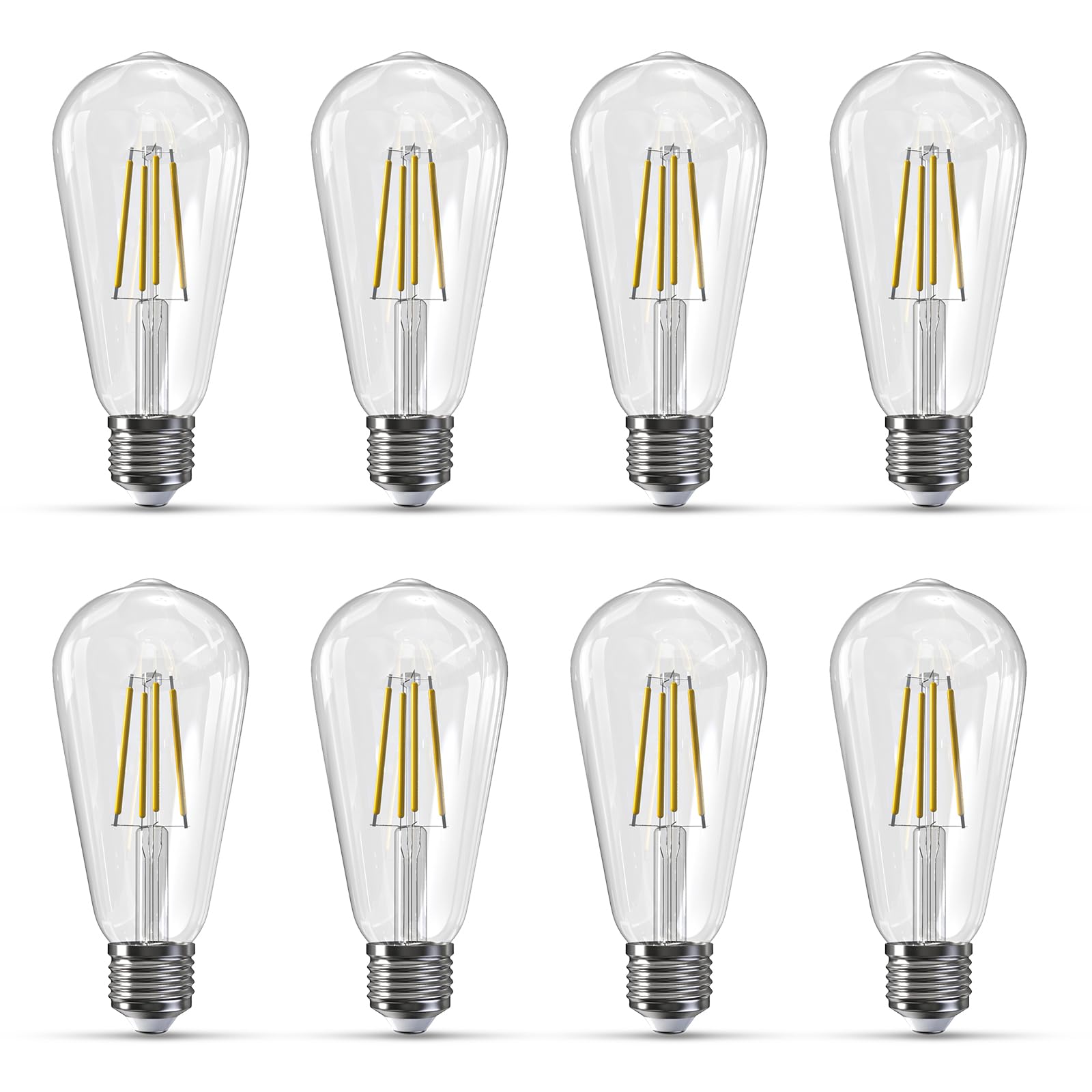 Jensense Edison LED Light Bulbs E26 Bulb 60 watt Equivalent Dimmable Light Bulbs 4000K Natural White Vintage 7W Edison Bulbs 110V 120V 800 Lumen CRI90