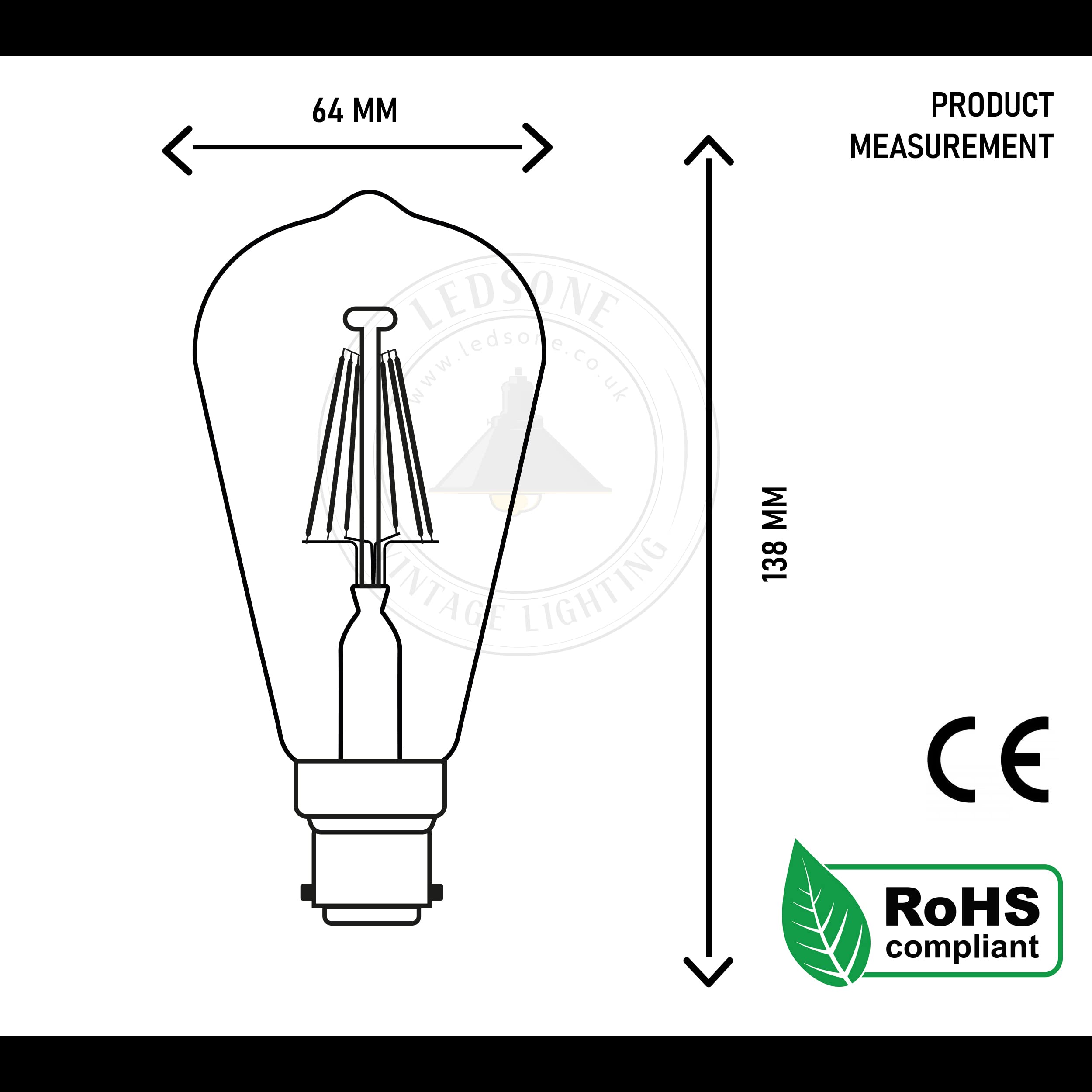 DC VOLTAGE Vintage Light Bulb B22 Edison Screw Bulb 8w Retro Amber Glass Lamp, 2200K Warm White, Dimmable - Image 4