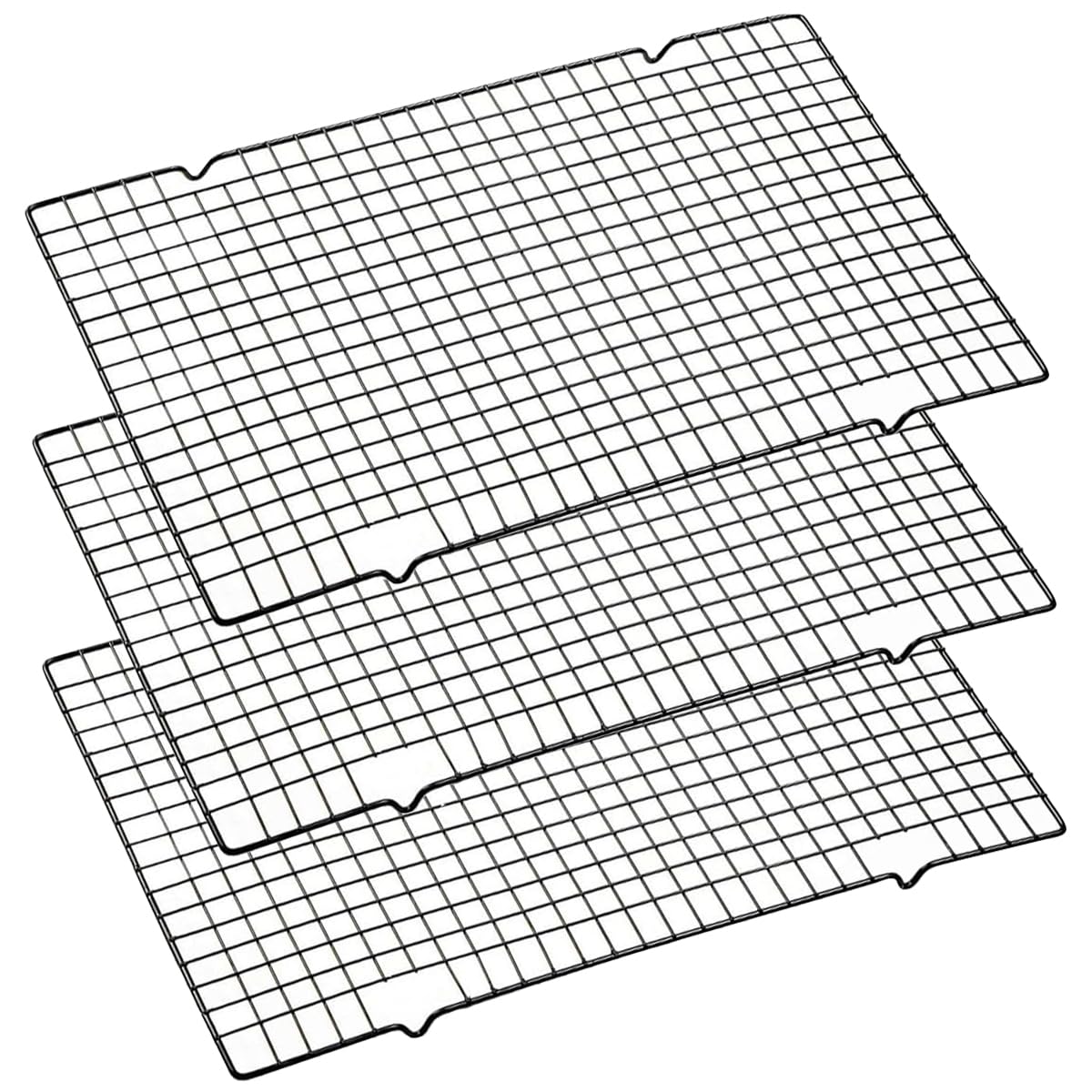 Grille de Refroidissement 40 x 25 cm en Acier Inoxydable, Grille de Cuisson Réutilisable Noire, Set de 3