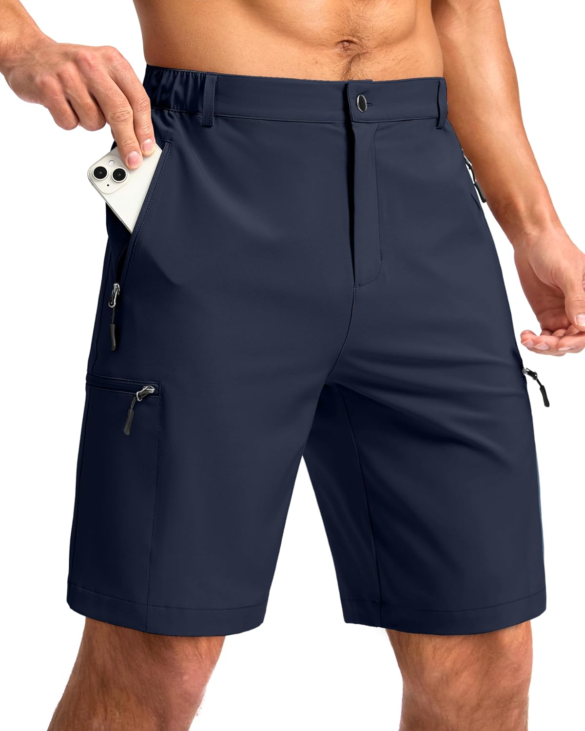 G Gradual Mens Hiking Cargo Shorts with 4 Zipper Pockets 9" Quick Dry Lightweight Casual Work Shorts for Men Golf Fishing