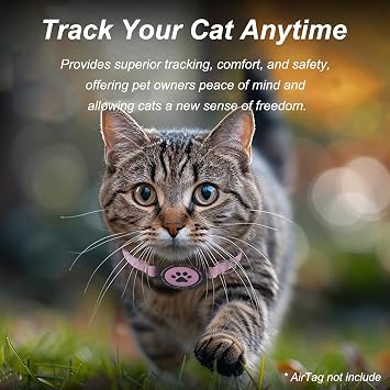 Airtag Cat Collar, Stretchy Kitten Collar with Apple Air Tag Holder, Pink