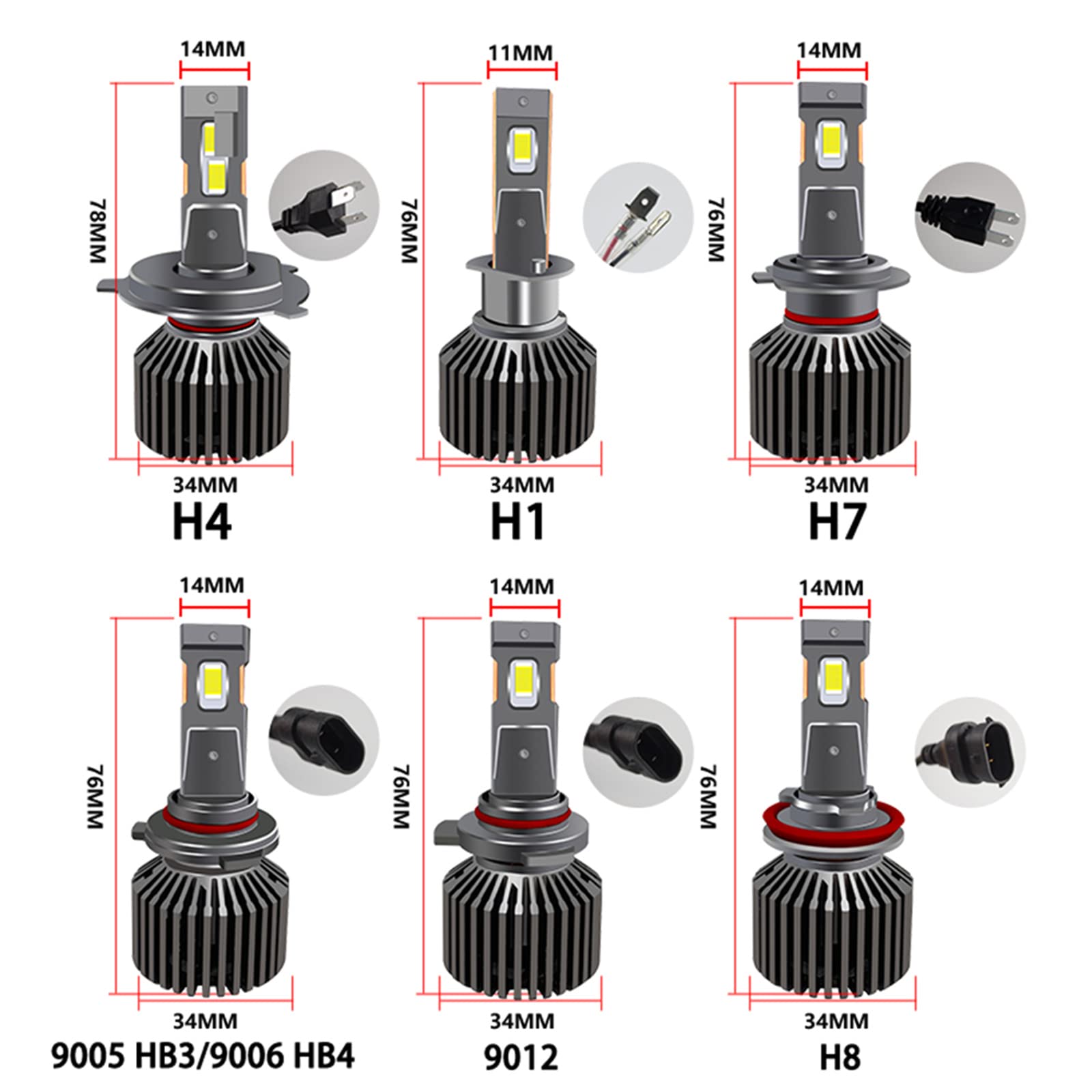 Bombillas LED Para Faros Delanteros, 80 W, 16 000 Lm, Kit De Conversión De Faros LED Más Brillantes, 6000 K, Blanco Frío, IP68, Resistente Al Agua, 50 000 Horas De Vida Útil, Paquete De 2,9005/hb3