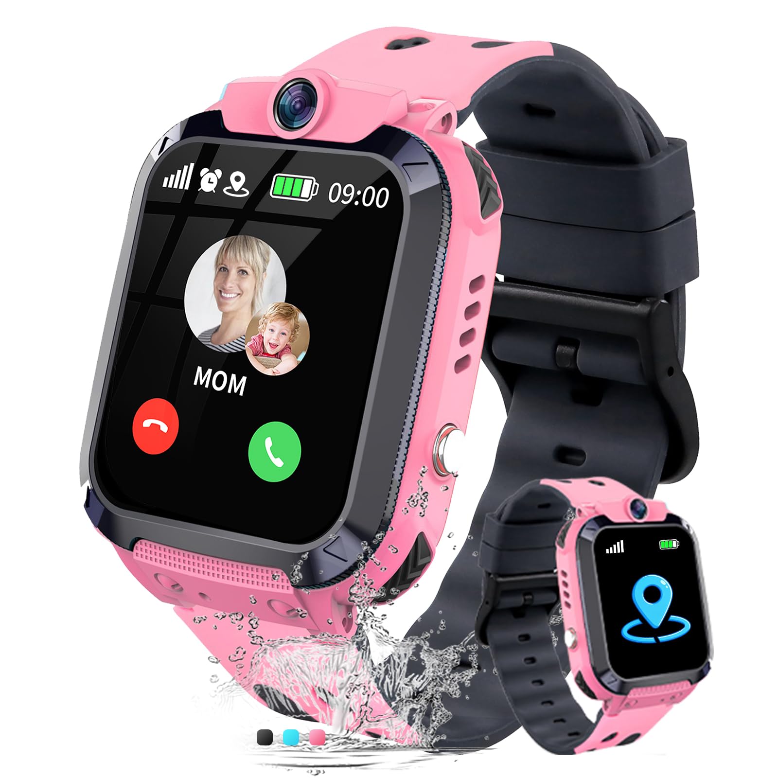 JUBUNRER JUBUNRER Reloj Inteligente Niño - Reloj GPS Niños Localizador y Llamadas Teléfono SOS Despertador Juego Modelo de Clase Resistente Al Agua - Reloj Inteligente Niña Digital Regalo-