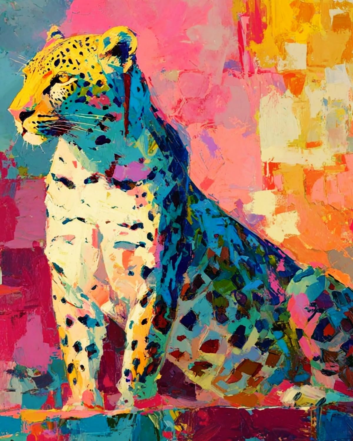 Liubaishi Multicolour Paint By Numbers Kit For Adults, Colourful Leopard, 40X50 Cm, Acrylic On Canvas, With 3 Brushes